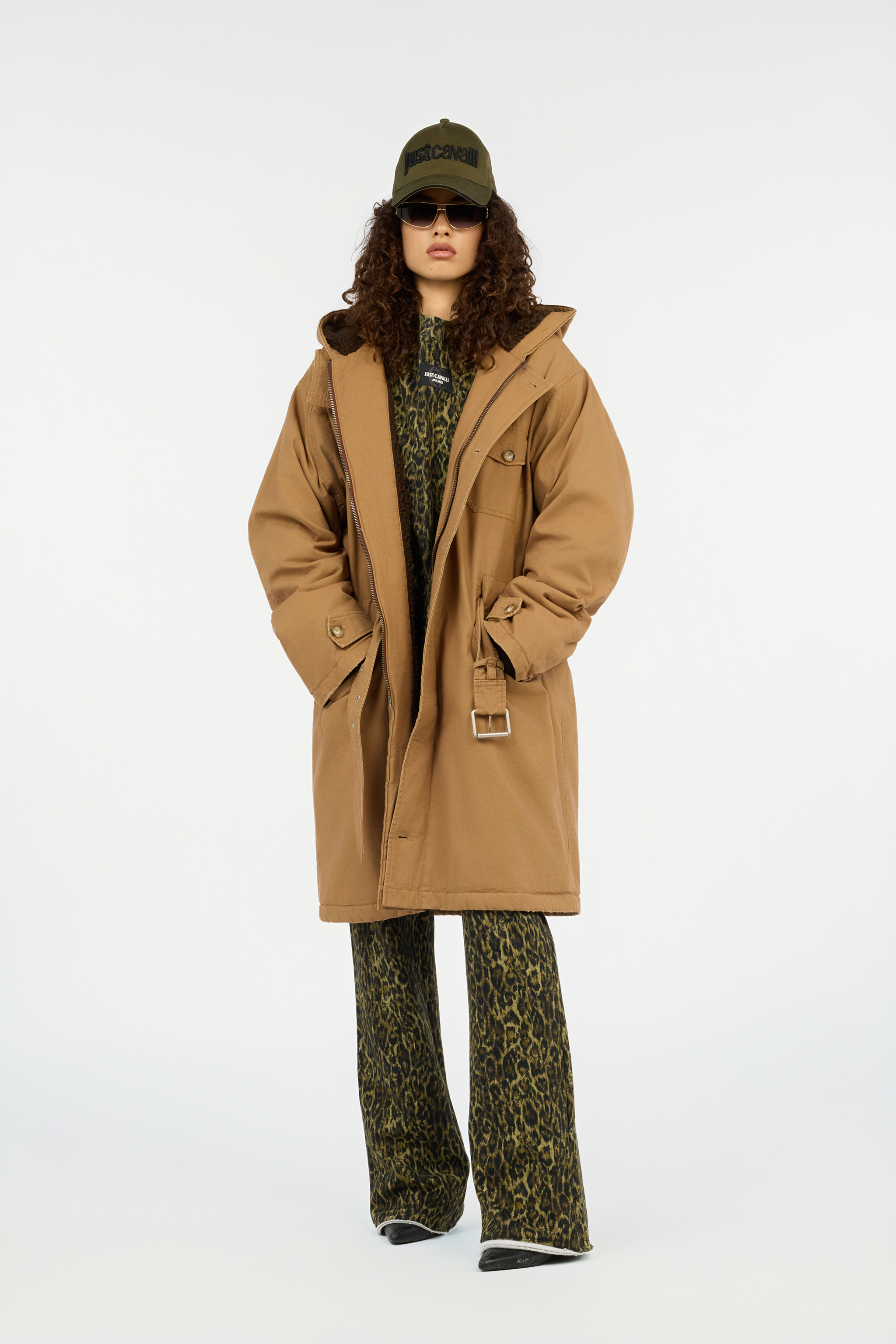 Roberto Cavalli Leopard Print Trousers In Green