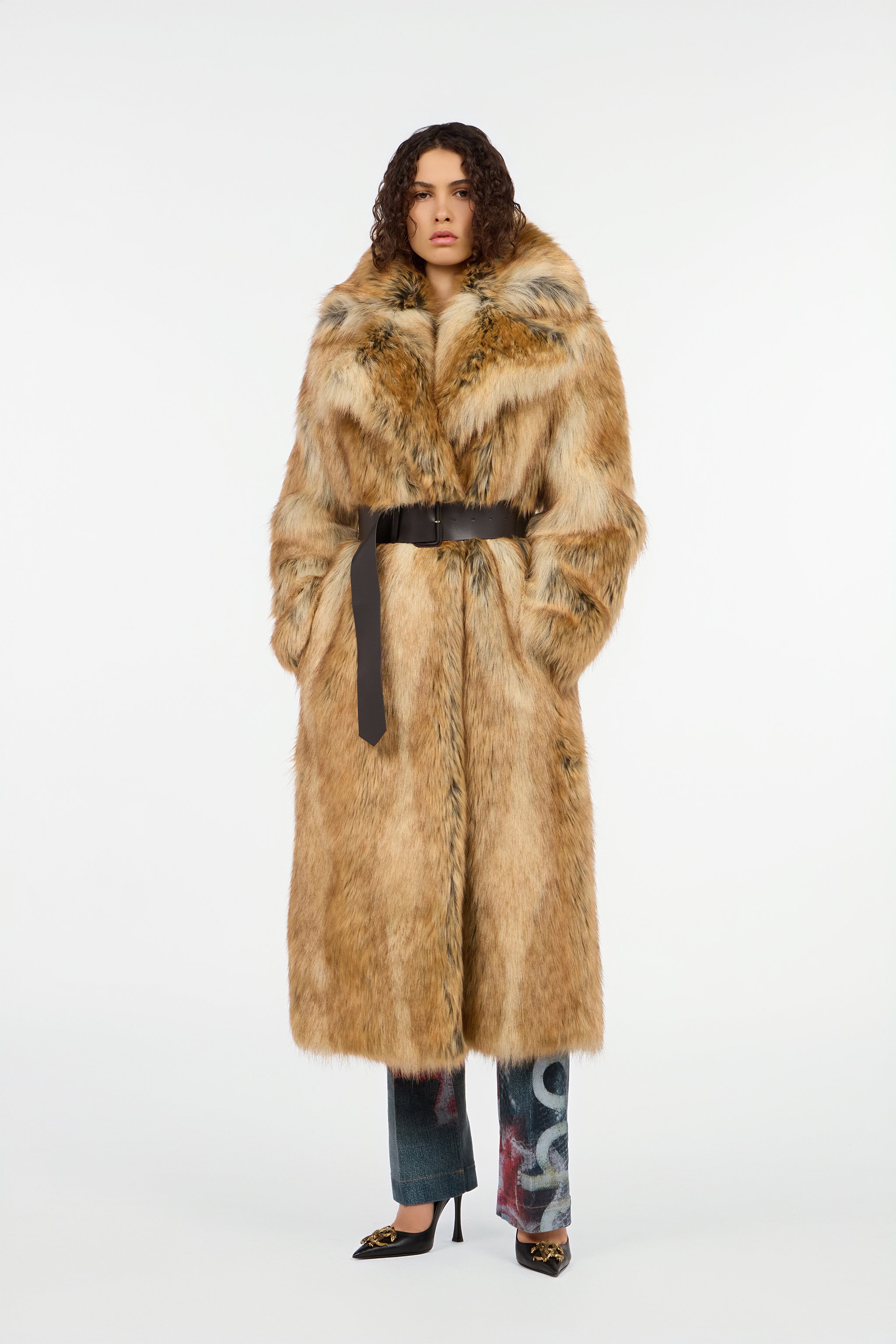 Brown faux fur coat