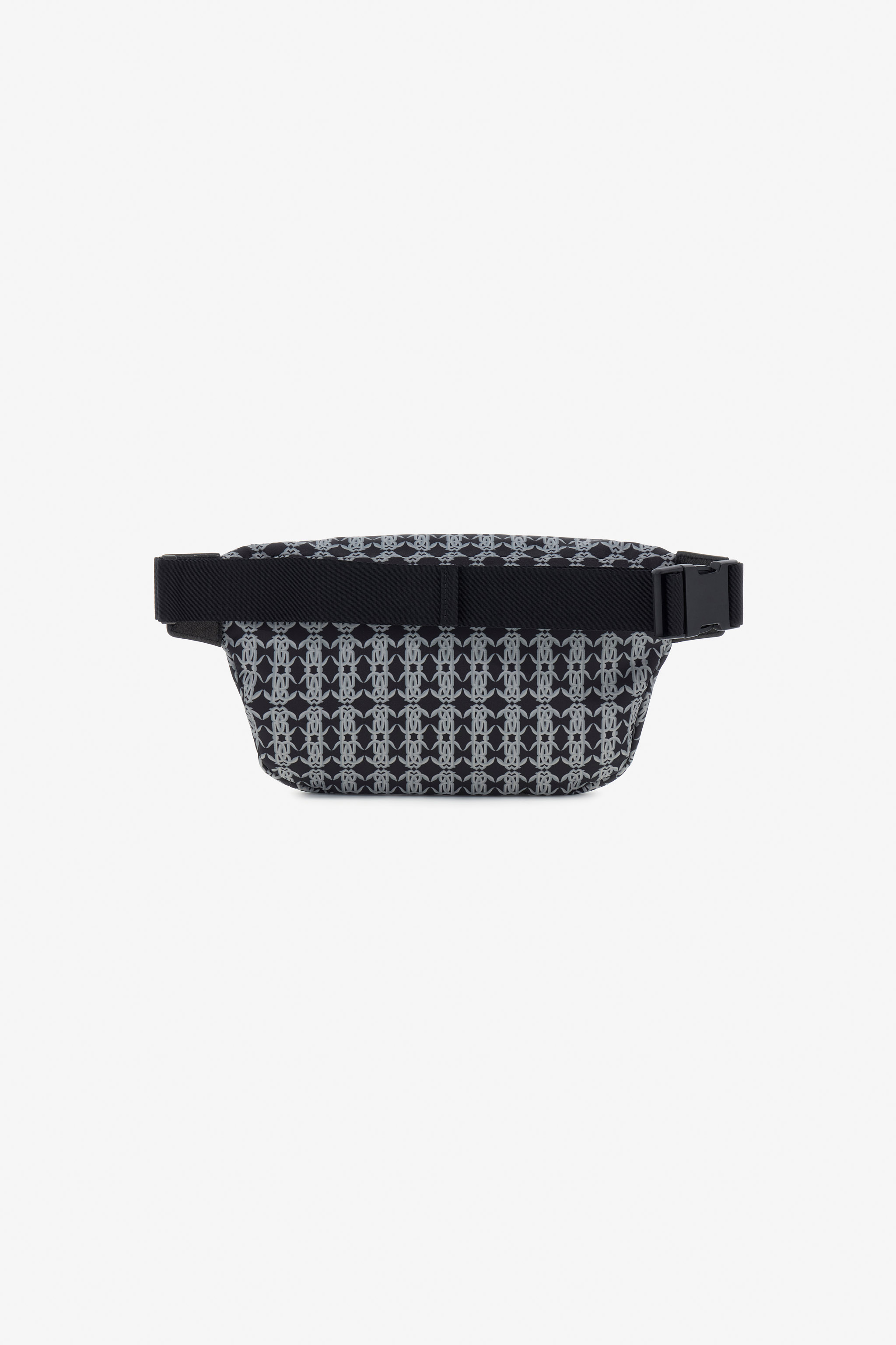 Roberto Cavalli Fanny Pack With Monogram Mirror Snake In Black/grey