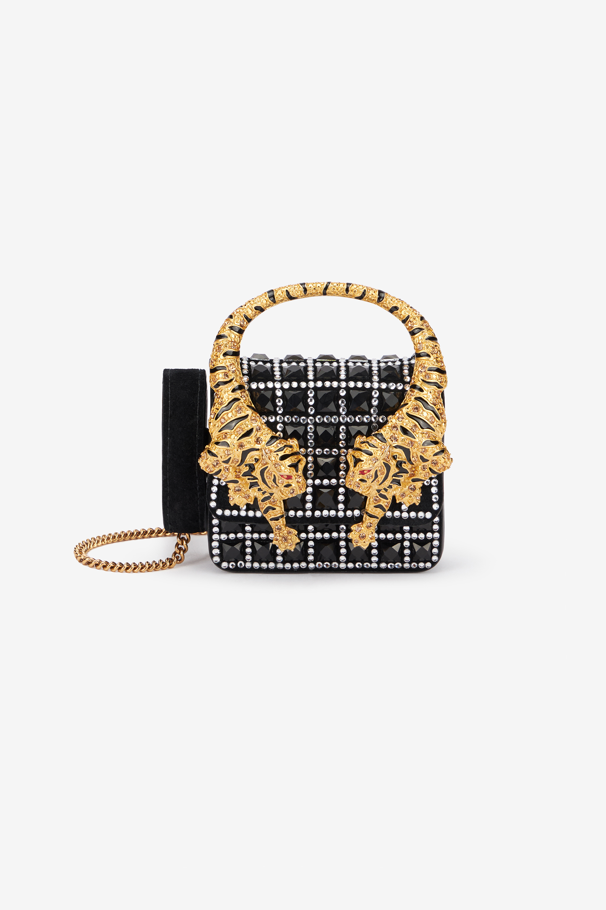 Roberto Cavalli Women's Black Roar Airpods Case With Bejeweled Tigers - Mini Bags