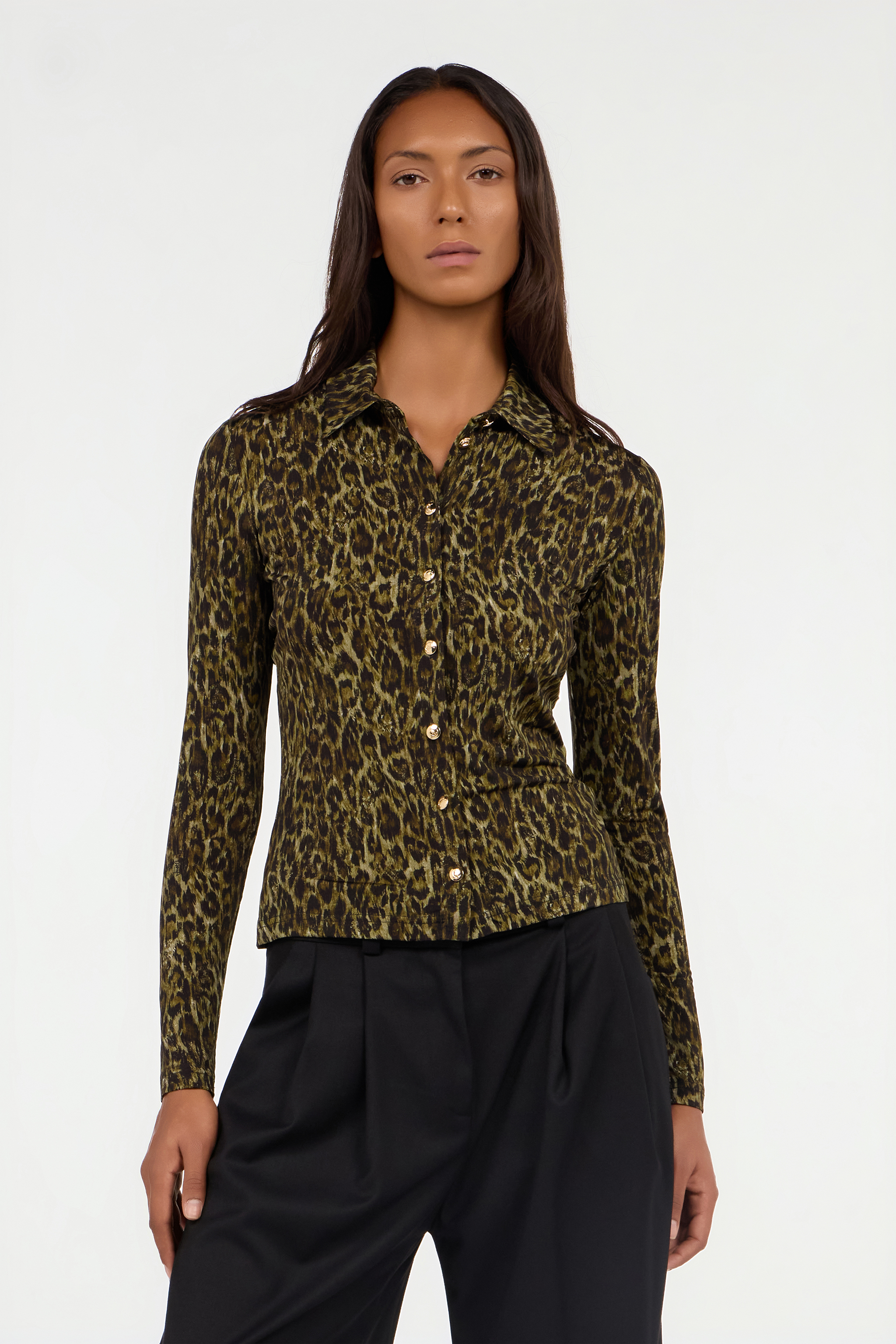 Roberto Cavalli Leopard Skin Print Shirt In Brown