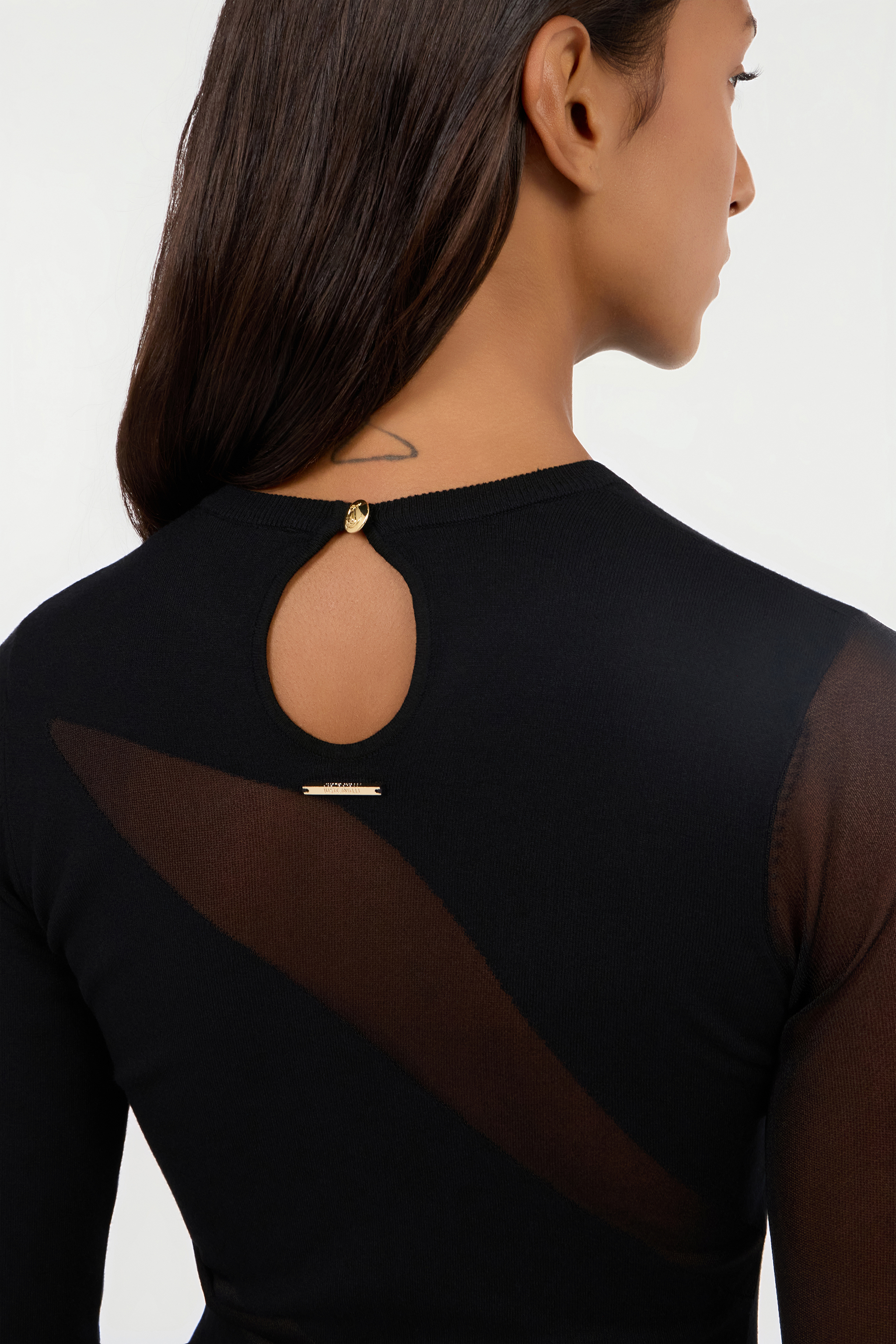 Roberto Cavalli Midi Dress In Black With Two-tone Pattern In Black