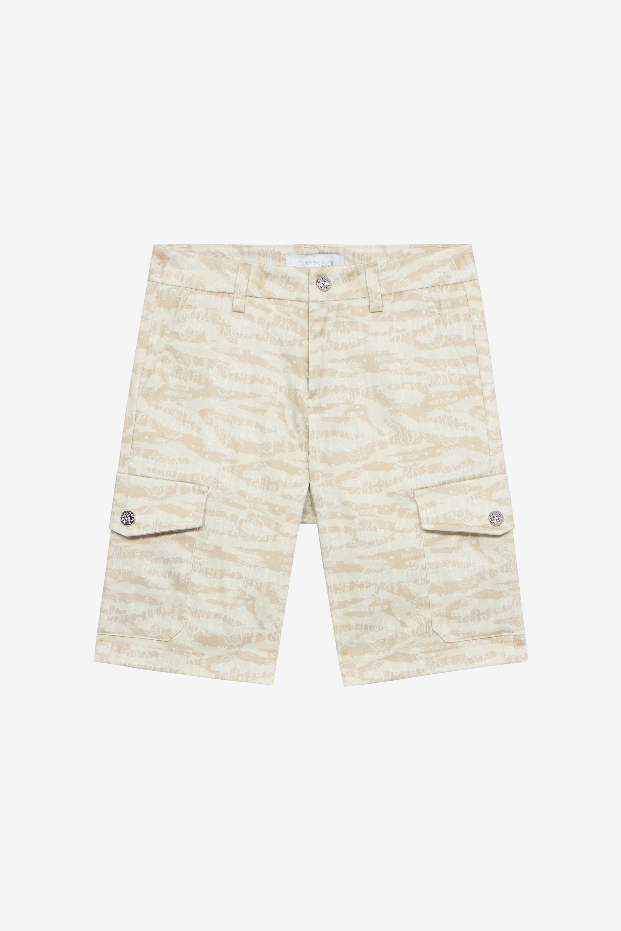 Roberto Cavalli Boys Ivory Shorts With Tiger Skin Print - S (4-16Y)