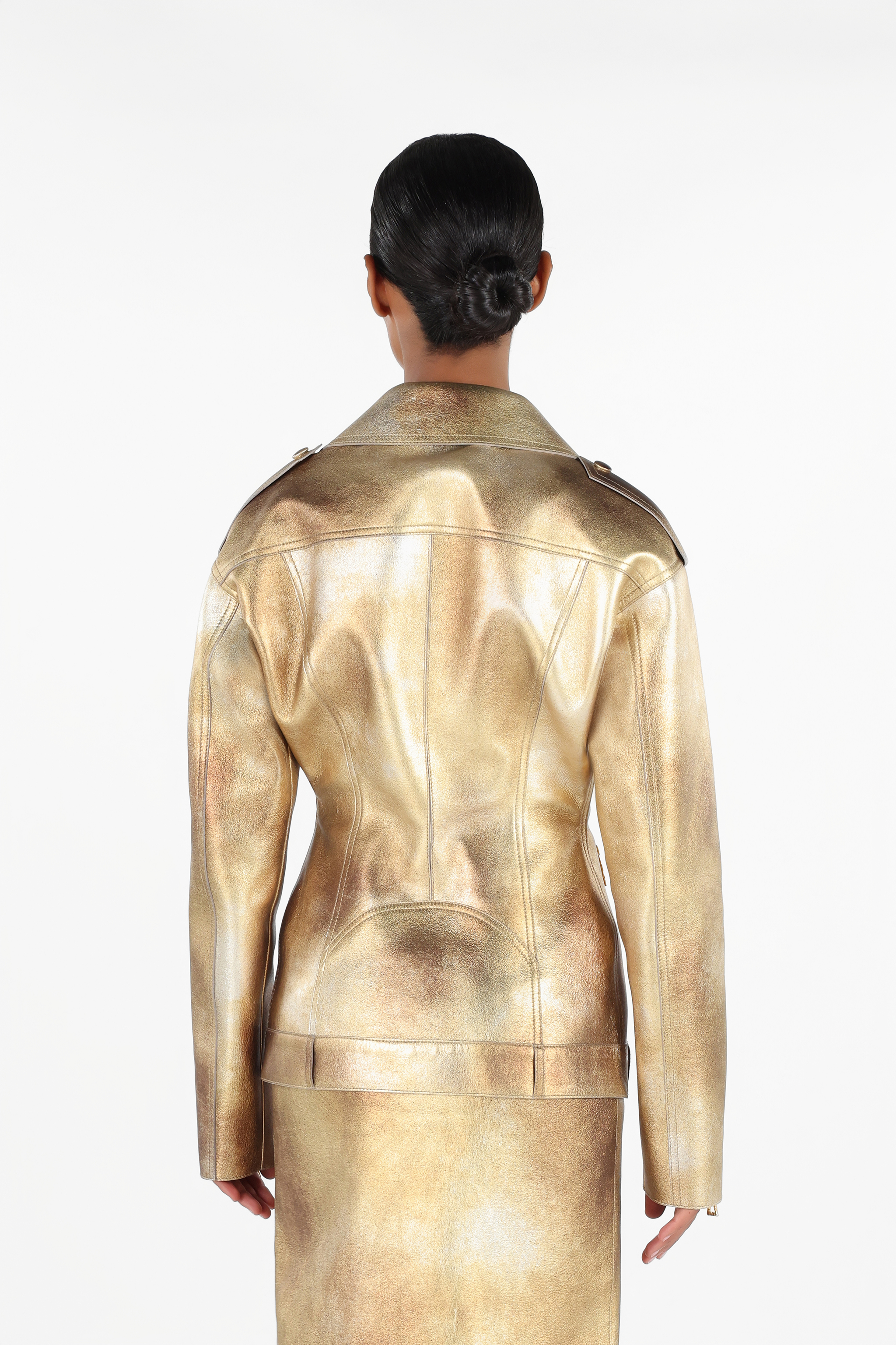 Roberto Cavalli Bikerjacke Mit Metallic-effekt In Gold