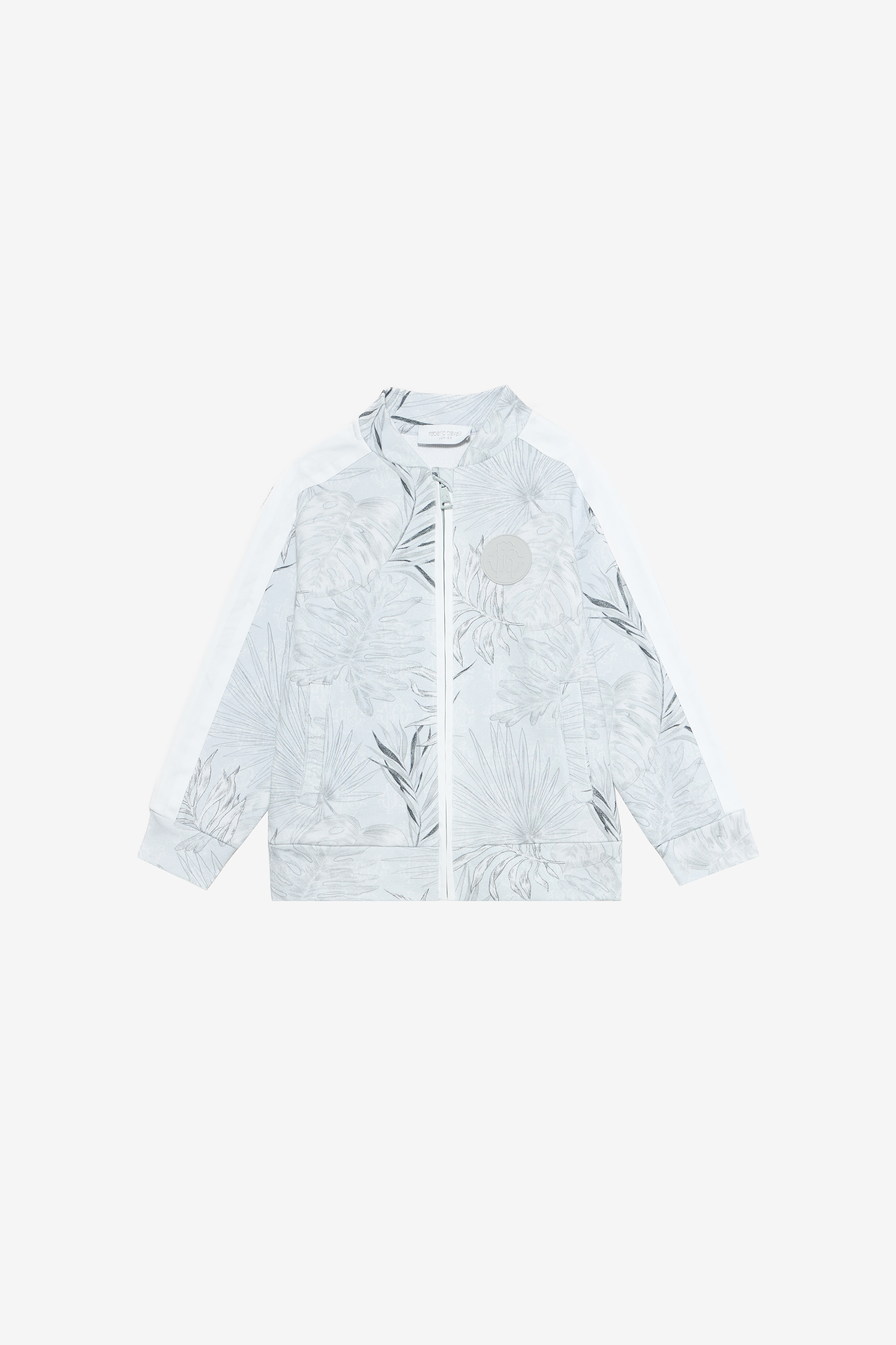 Roberto Cavalli Grey Sweatshirt With Foliage Print In Blue