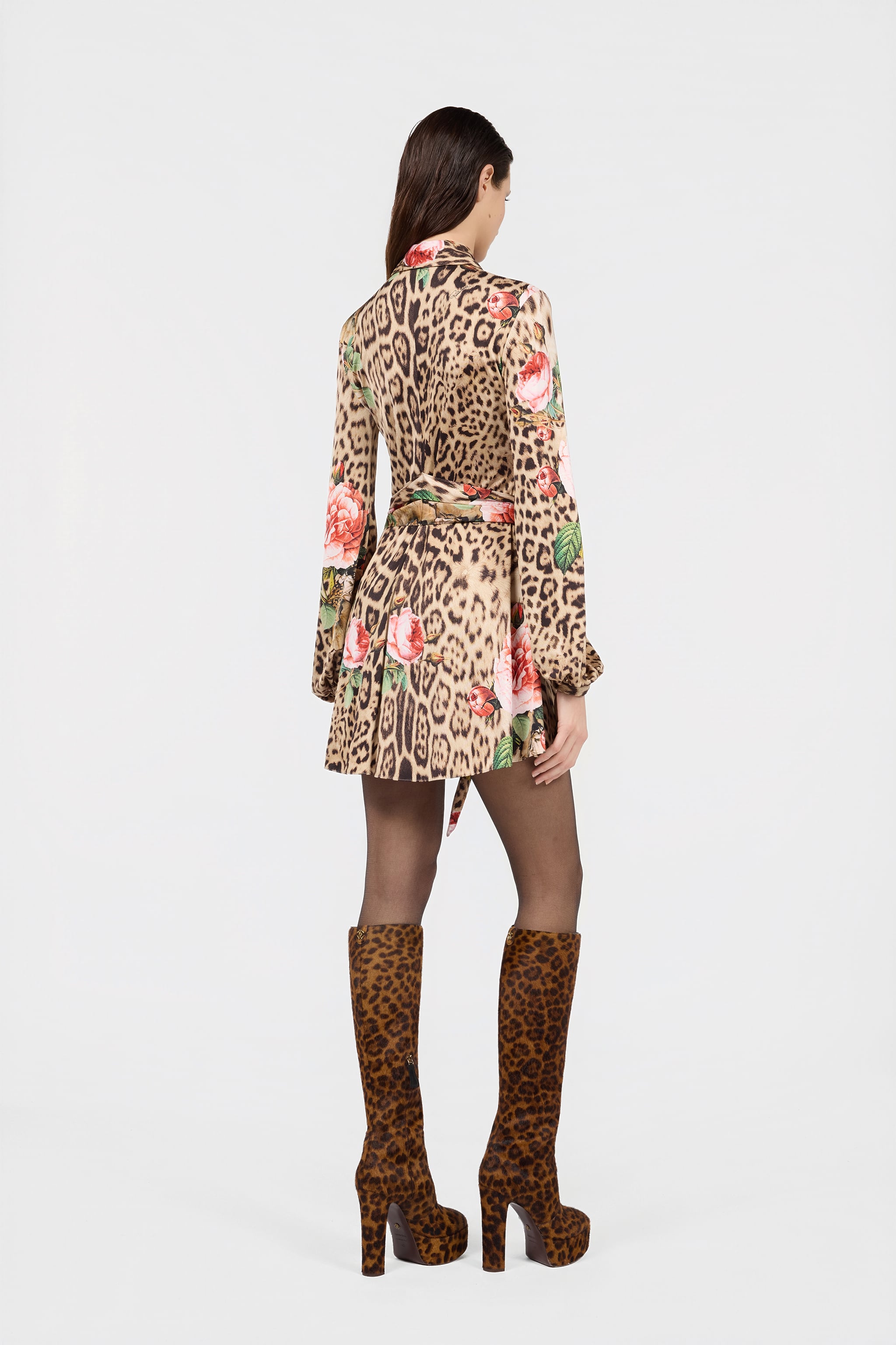 Roberto Cavalli Mini Dress Jaguar Roses Print | Thumbnail 3 Roberto Cavalli Mini Dress Jaguar Roses Print | Thumbnail 3