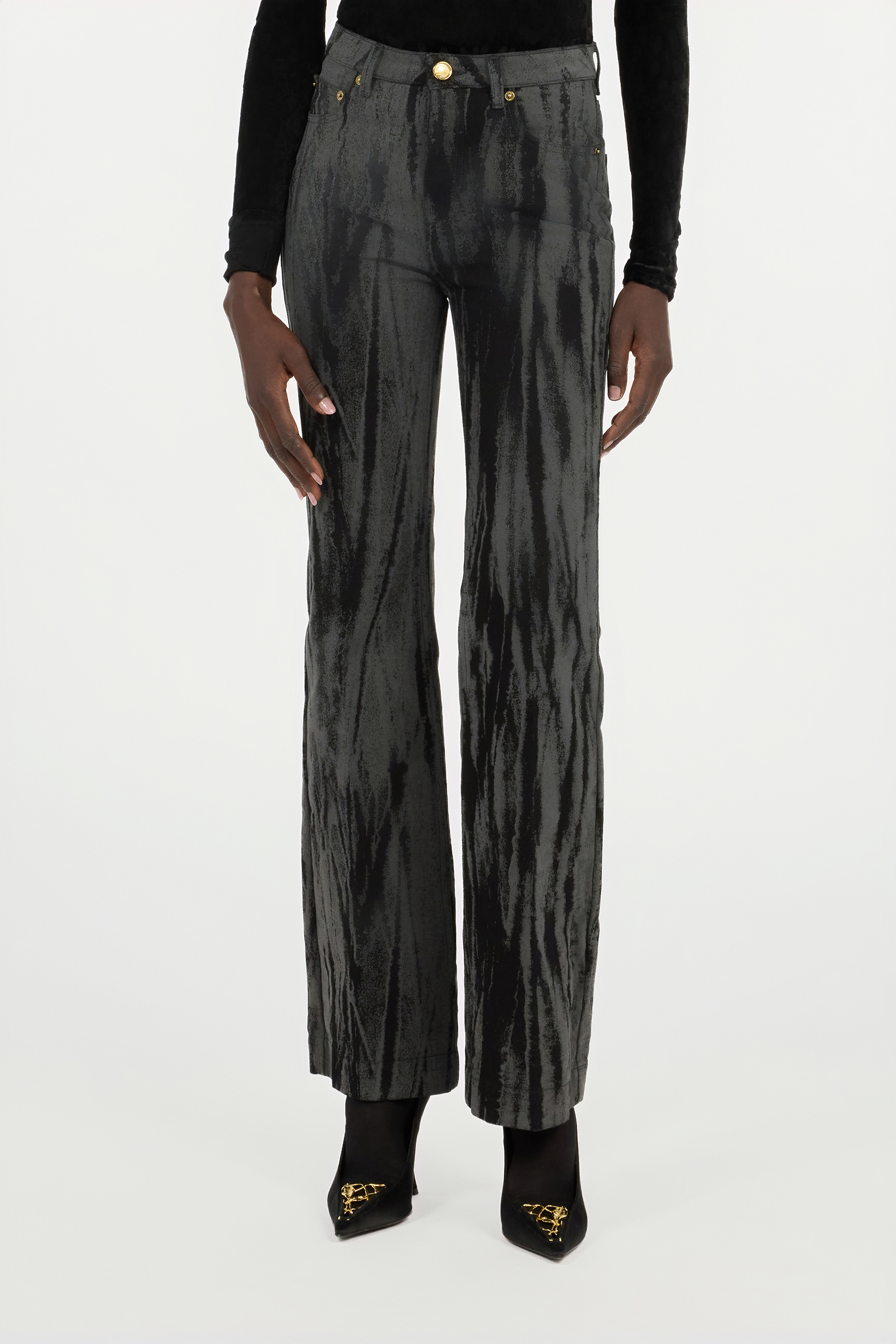 Roberto Cavalli Black Denim Jeans With A Streak Effect In Black