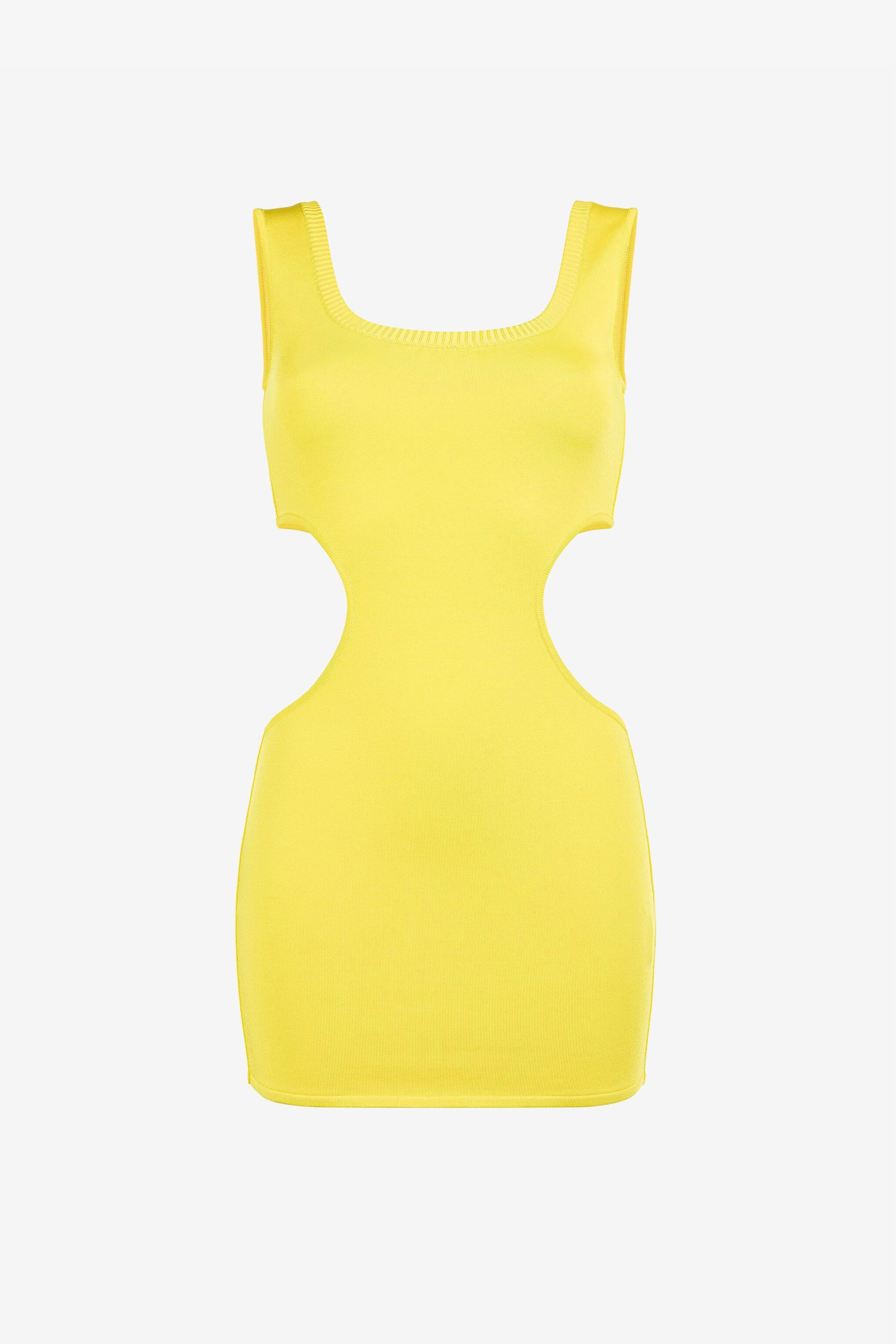 Roberto Cavalli Women's Yellow Cut-Out Knit Mini Dress - Dresses
