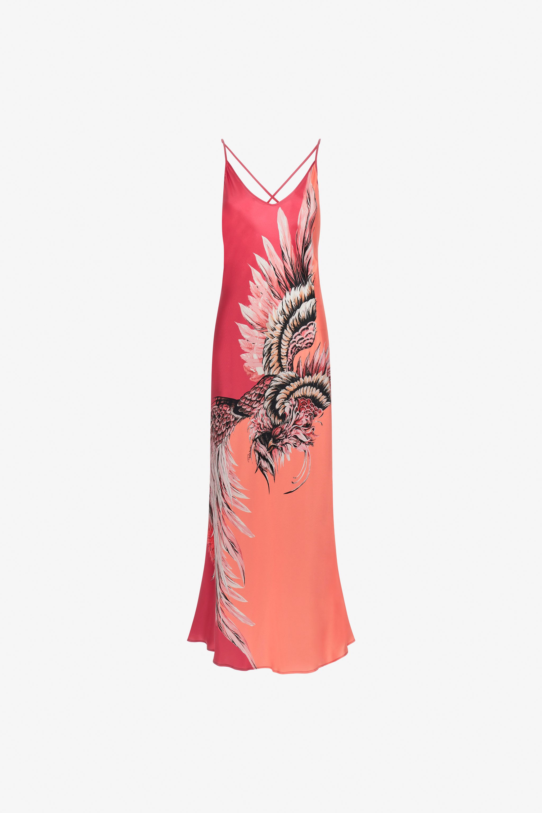 ROBERTO CAVALLI MAXIKLEID MIT BIRD PATCHWORK-PRINT 