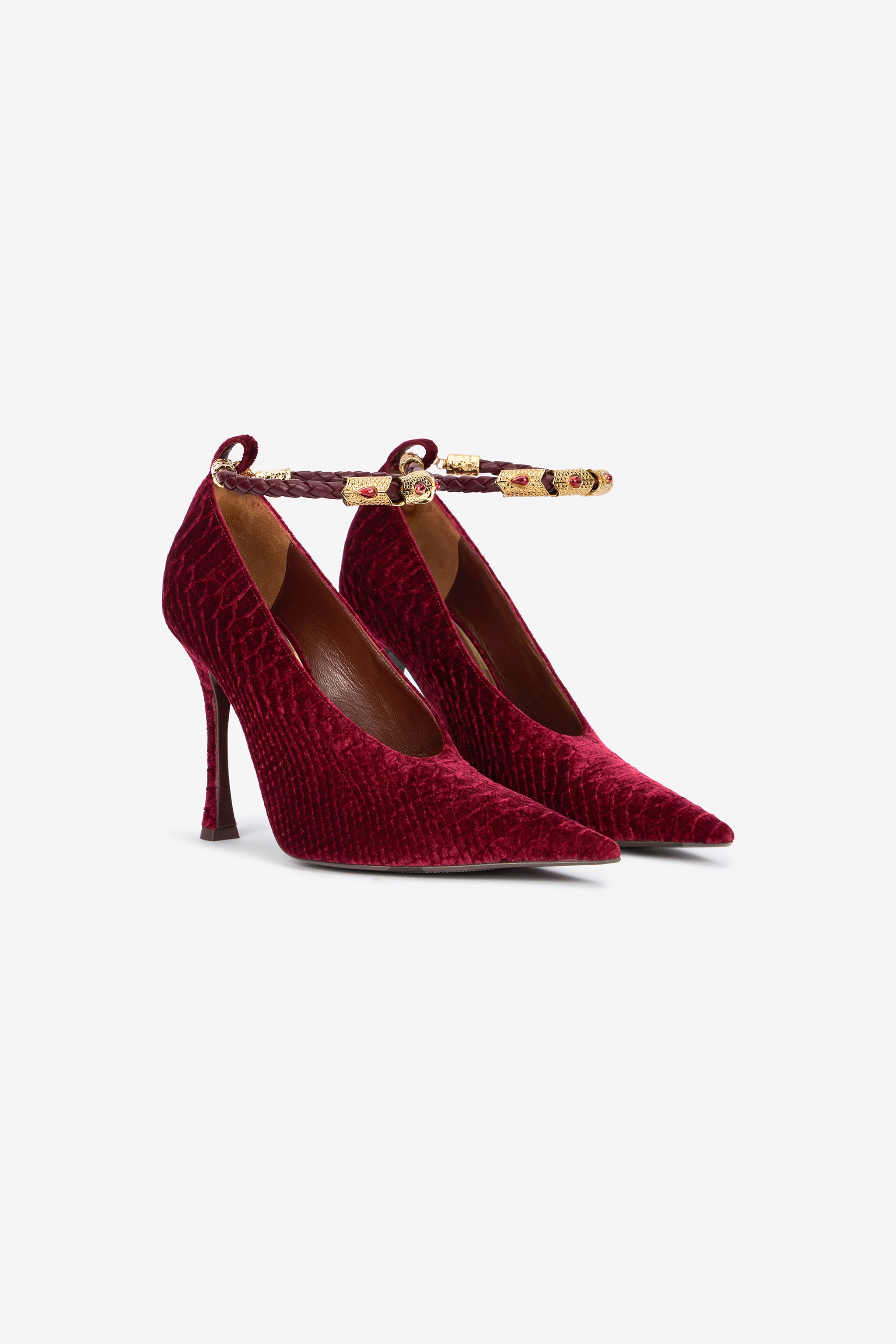 Roberto Cavalli Women's Burgundy/Bordeaux Pumps With Strap - Pumps