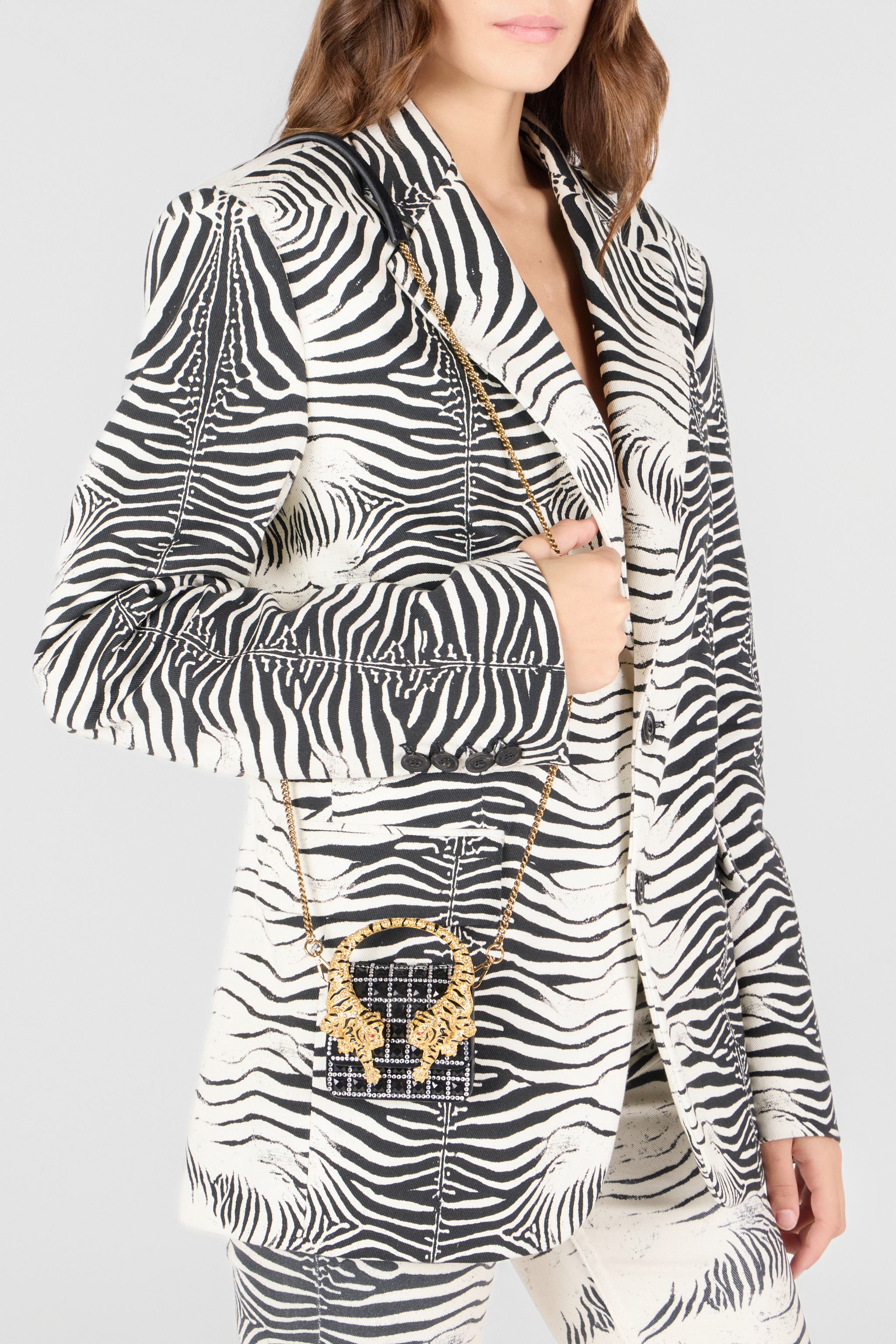 Roberto Cavalli Roar Phone Case With Bejeweled Tigers In Black