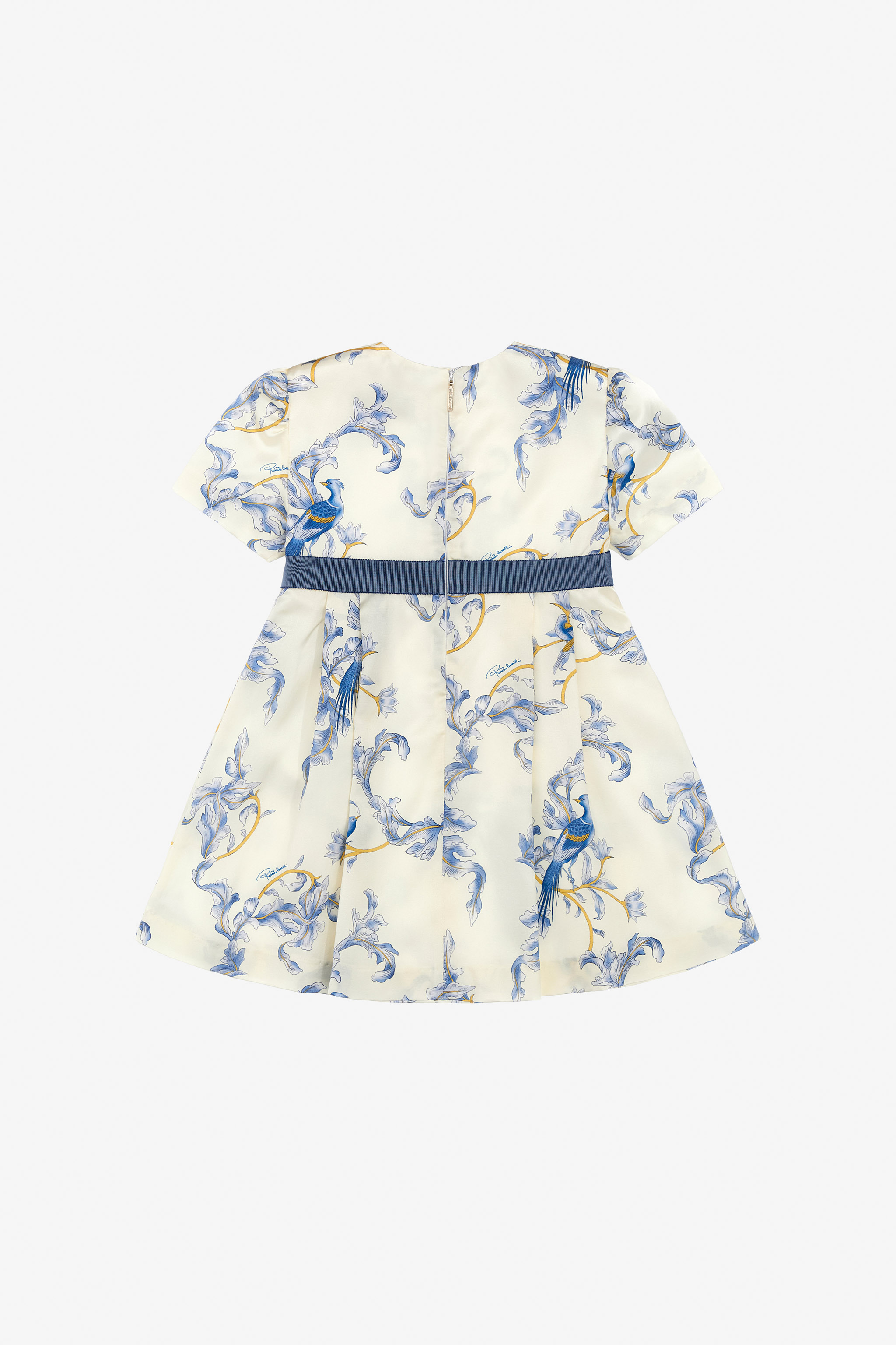 Blue Baroque Bird Print Dress