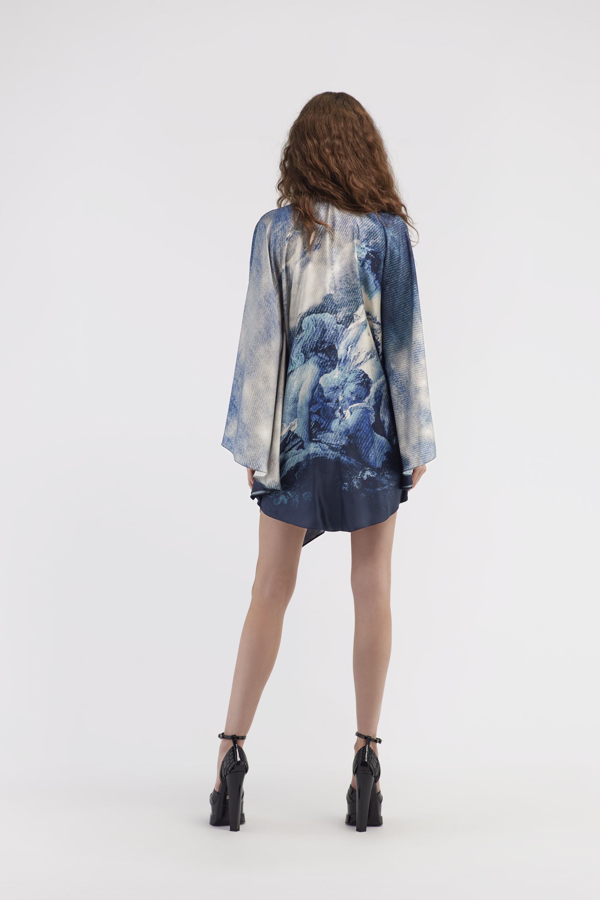 ROBERTO CAVALLI KURZES KLEID MIT DENIM WILD LEDA-DRUCK 