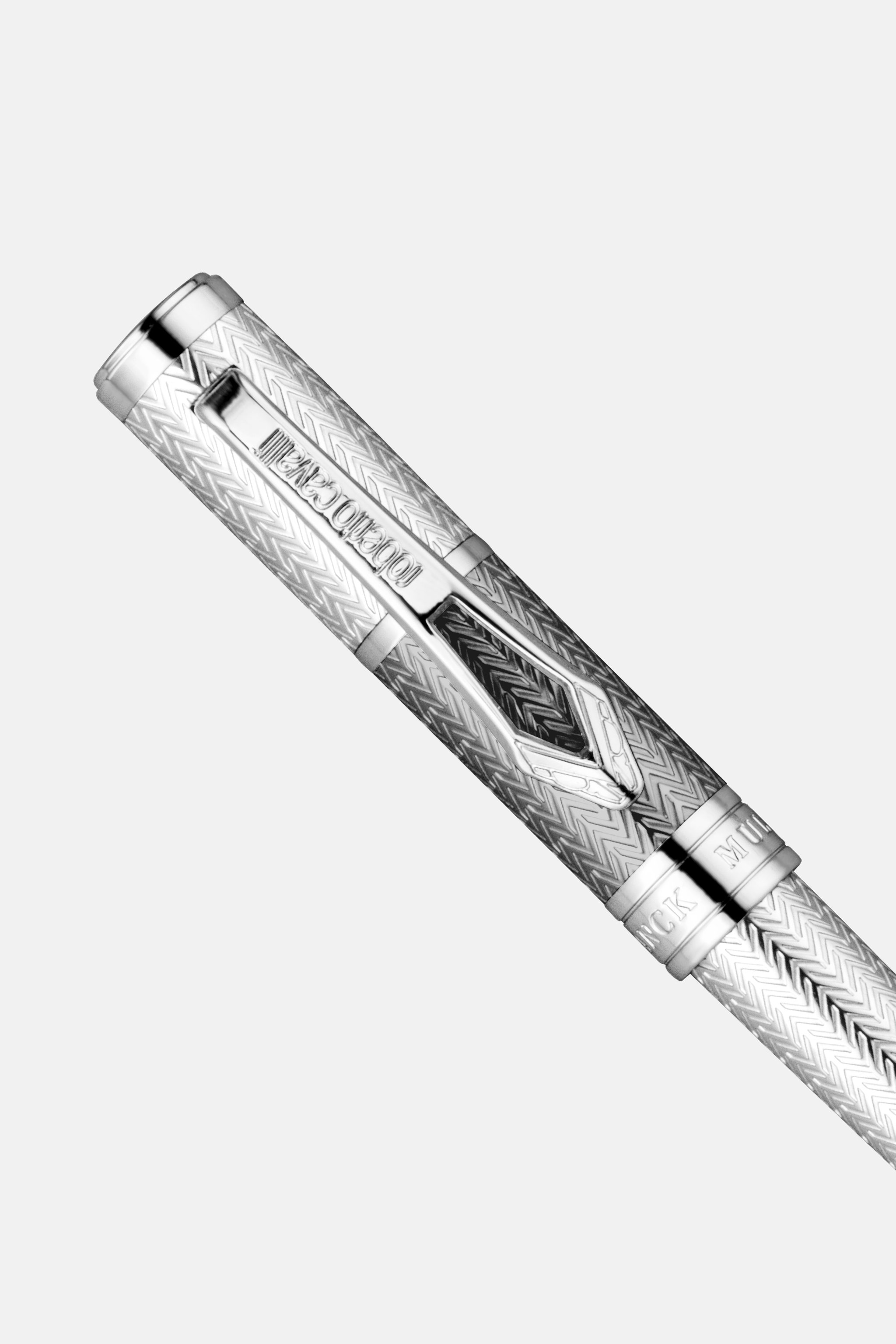  Roberto Cavalli Roberto Cavalli Chevron Ballpoint Pen, Two Tone Silver & Gun Color -  Bags & Accessories Silver & Gun Unica 