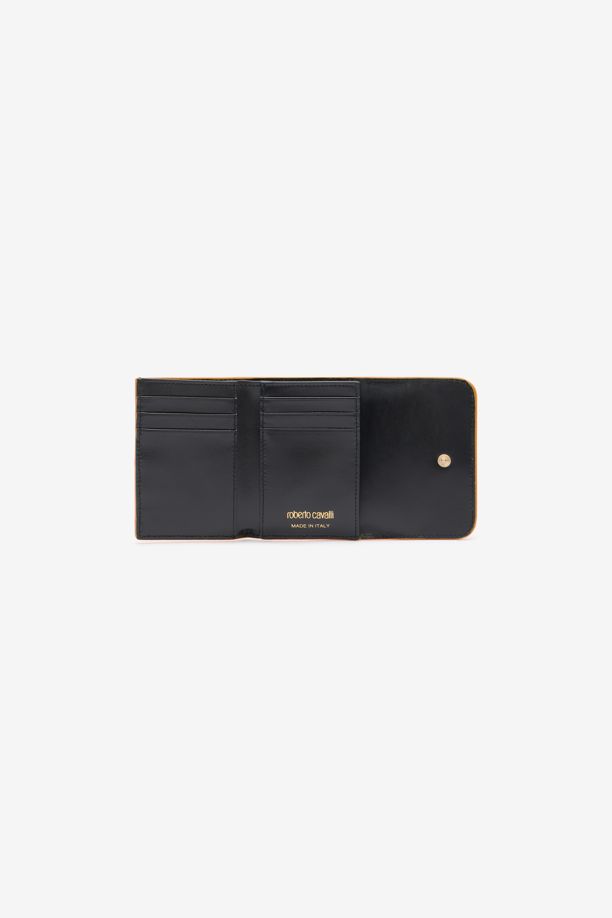 Roberto Cavalli Ostrich-effect Flap Card Holder In Yellow