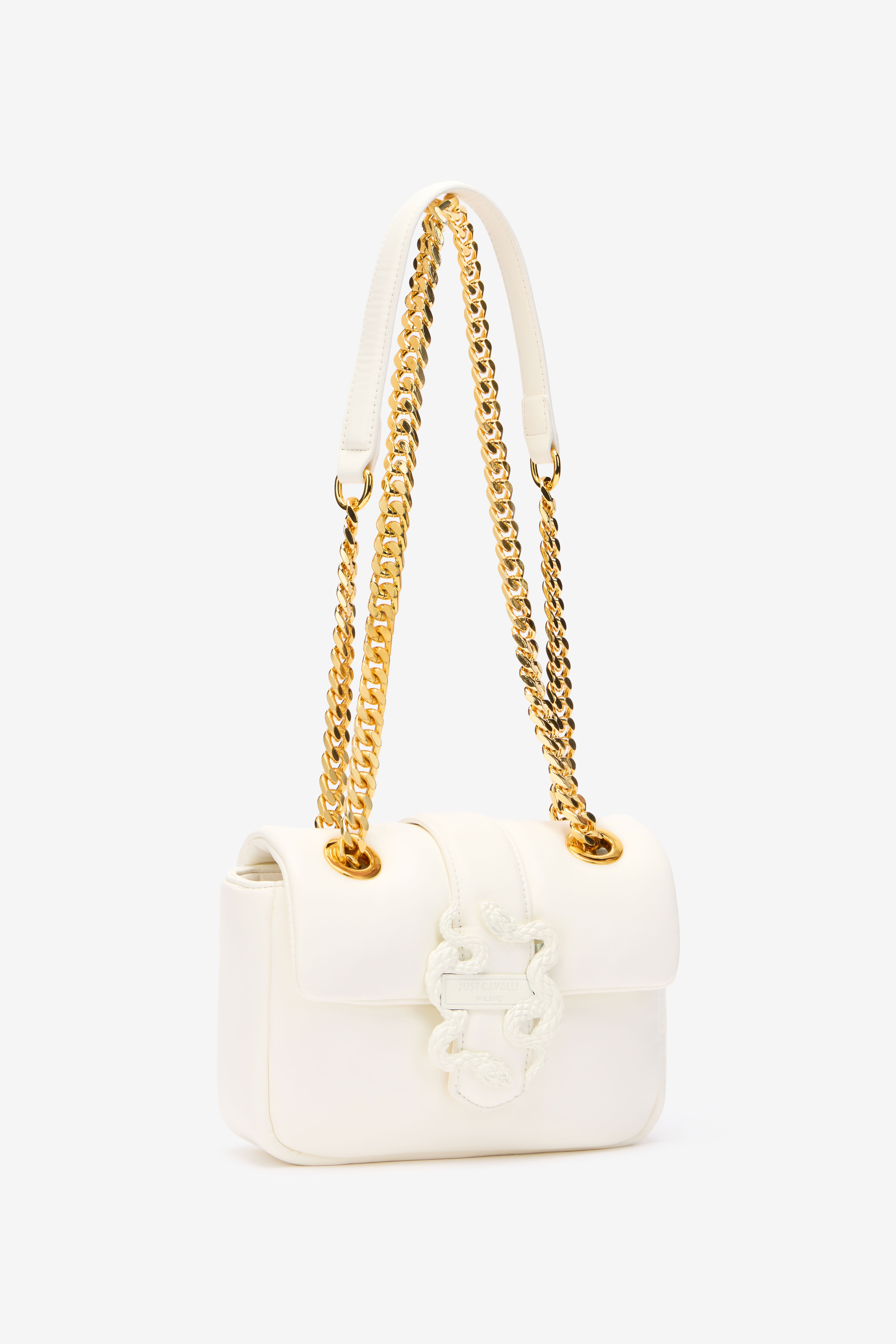 Shoulder Bag With Snake Buckle in WHITE for Women | Roberto Cavalli®