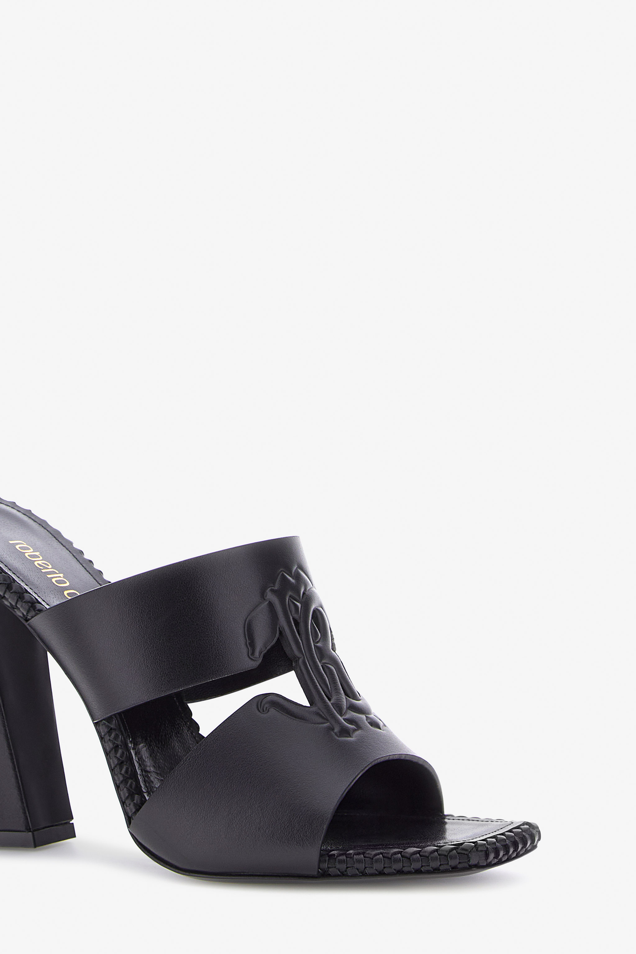 ROBERTO CAVALLI SANDALS WITH MONOGRAM MIRROR SNAKE