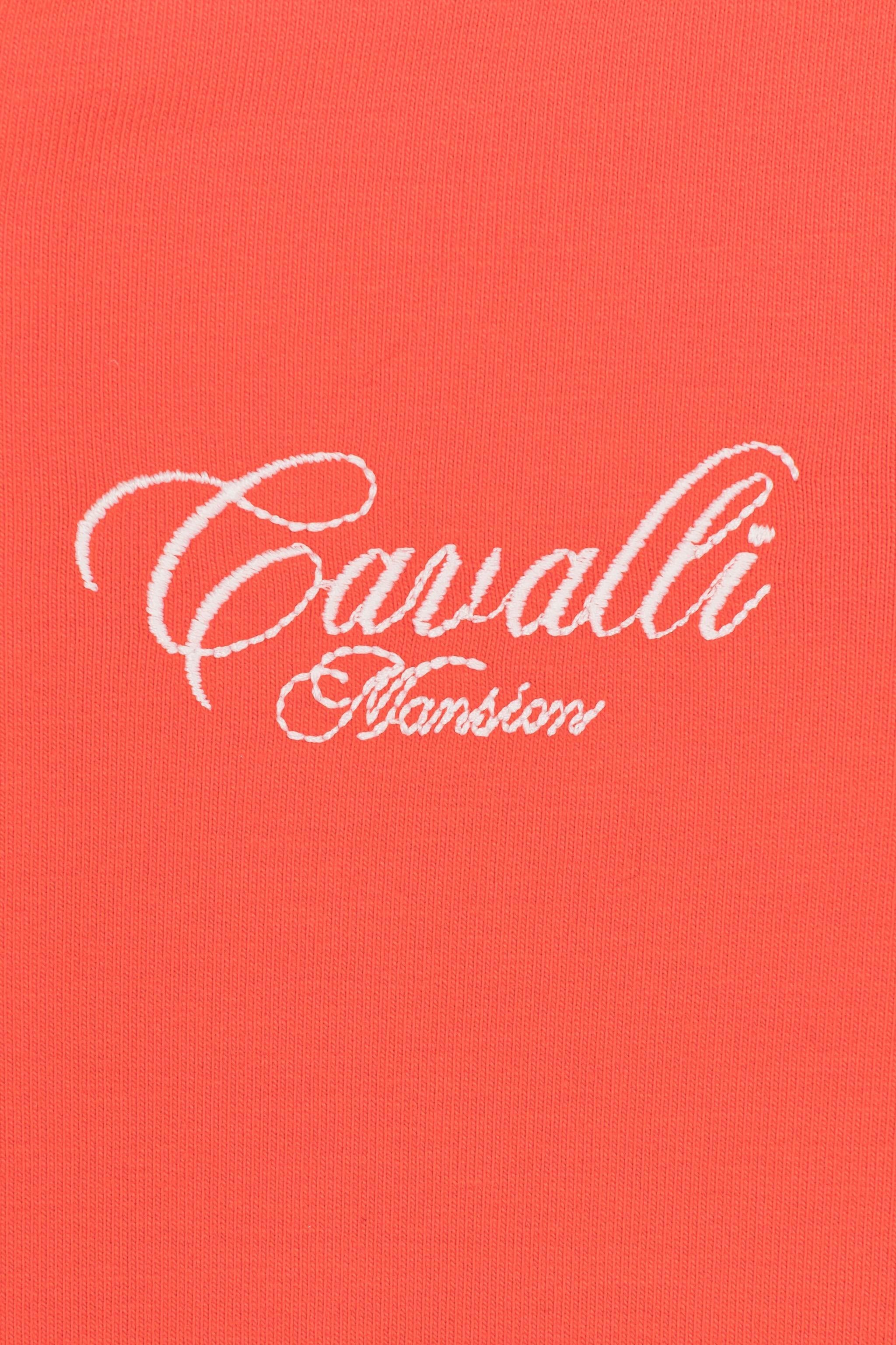 Roberto Cavalli Logo-embroidered Zipped Hoodie In Orange