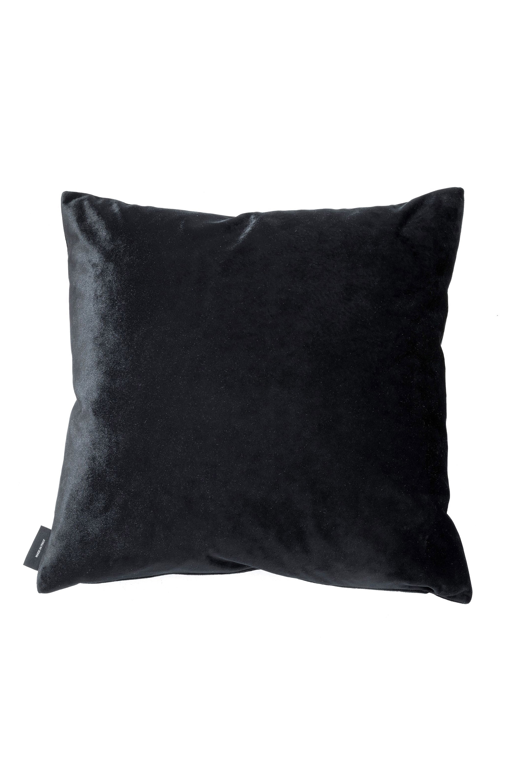 Roberto Cavalli Jaguar Head-appliqué Velvet Cushion In Black
