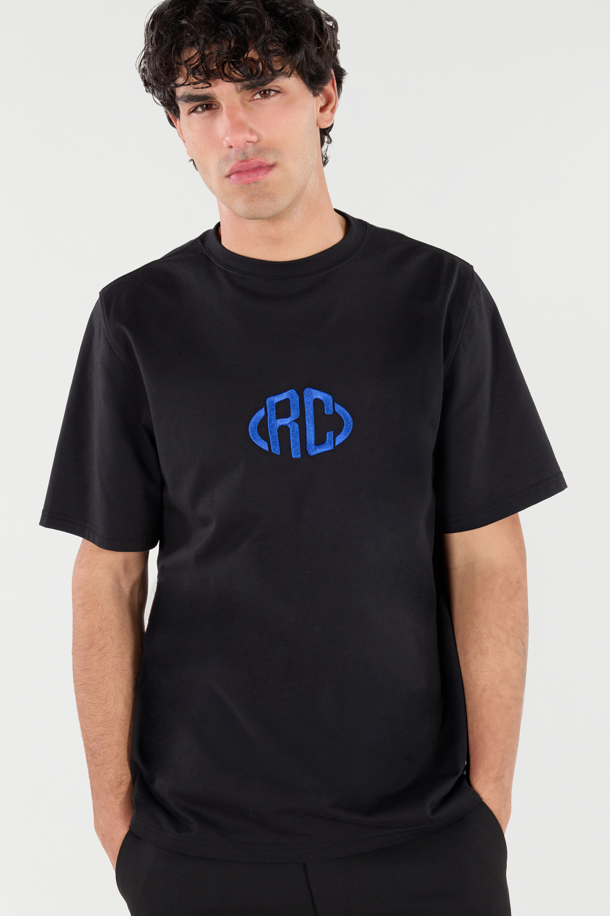 Roberto Cavalli Cotton T-shirt With Monogram In Black