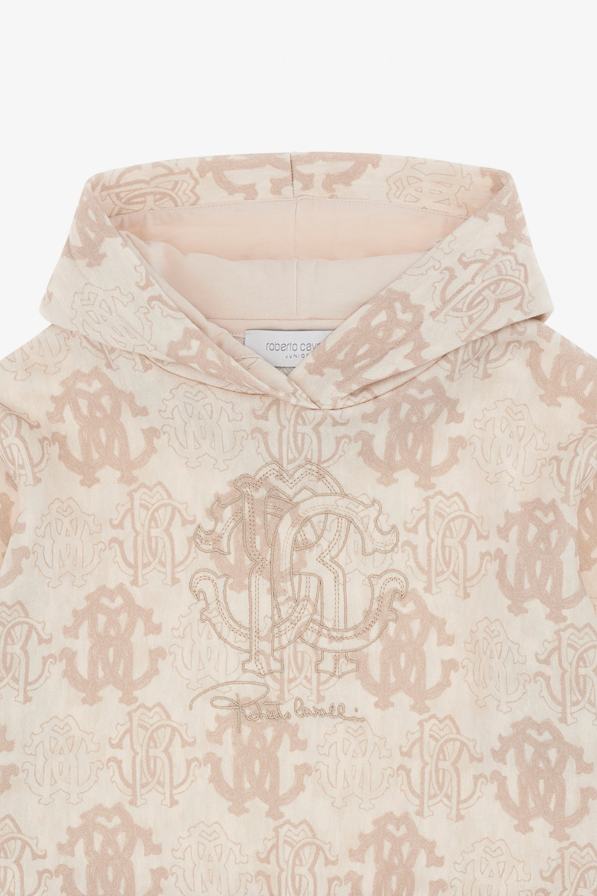 Roberto Cavalli Sweatshirt With All-over Rc Monogram In Light Brown