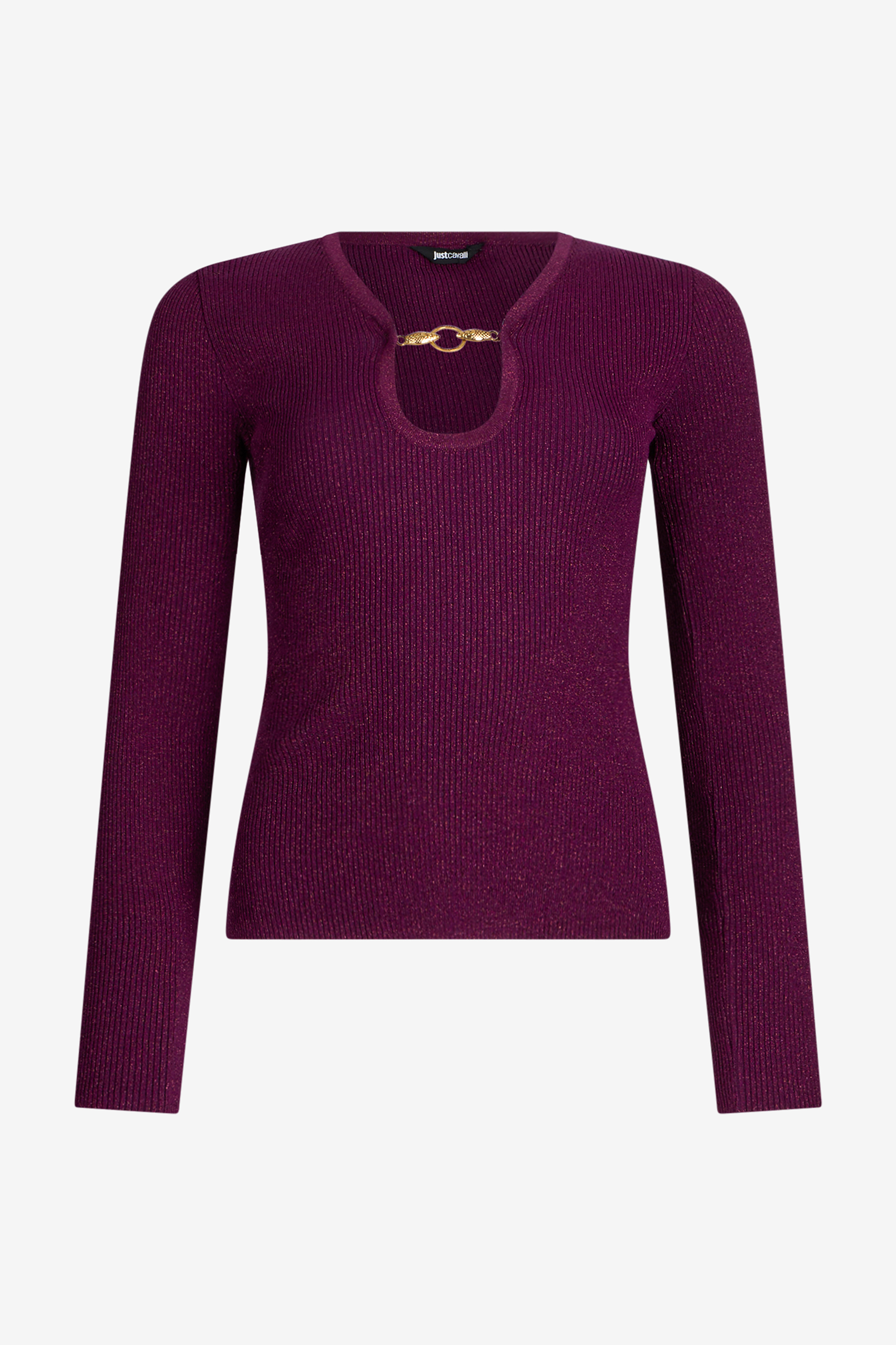 Roberto Cavalli Purple Lurex Sweater With Snake Detail In Purple