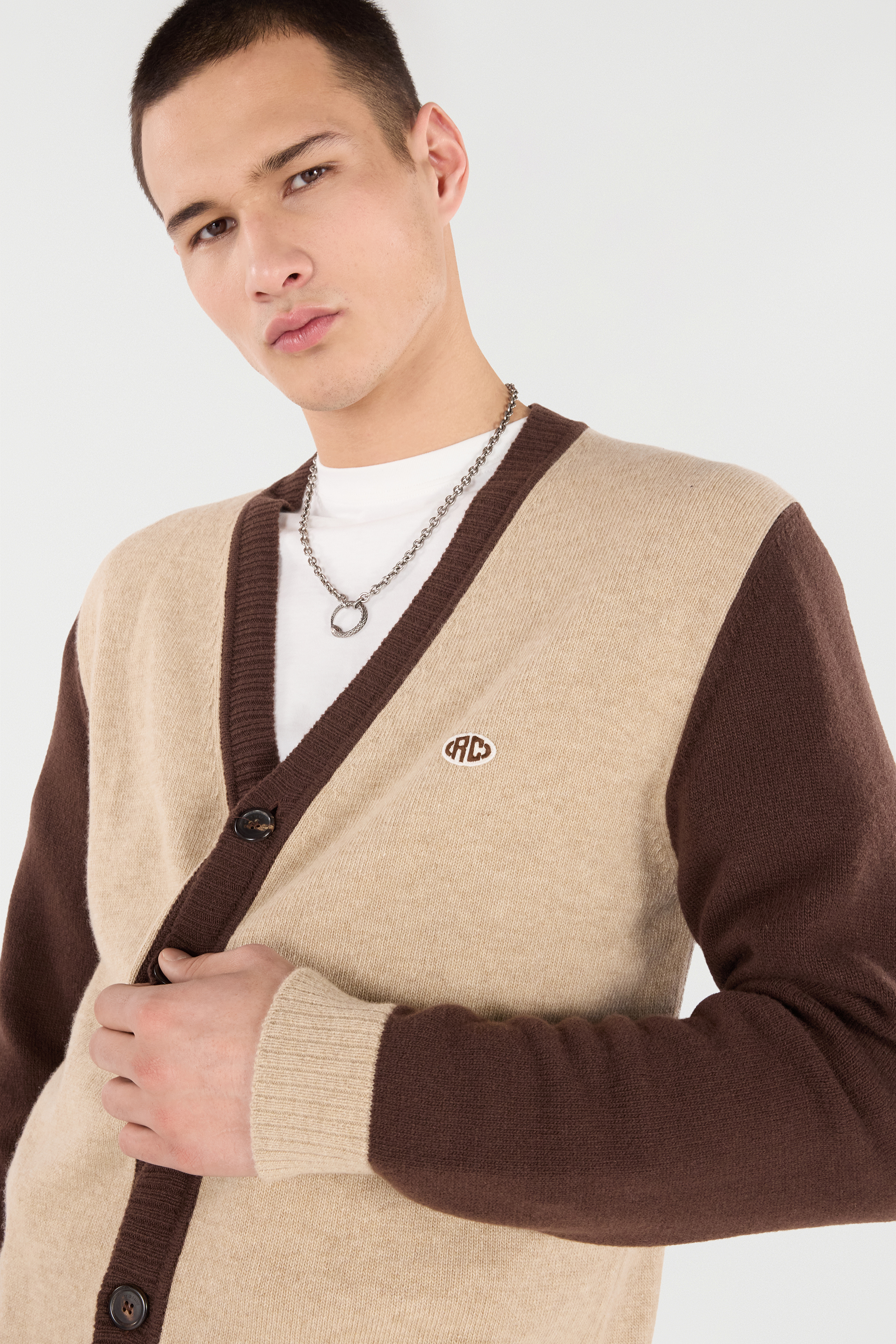 Cardigan With RC Monogram Patch