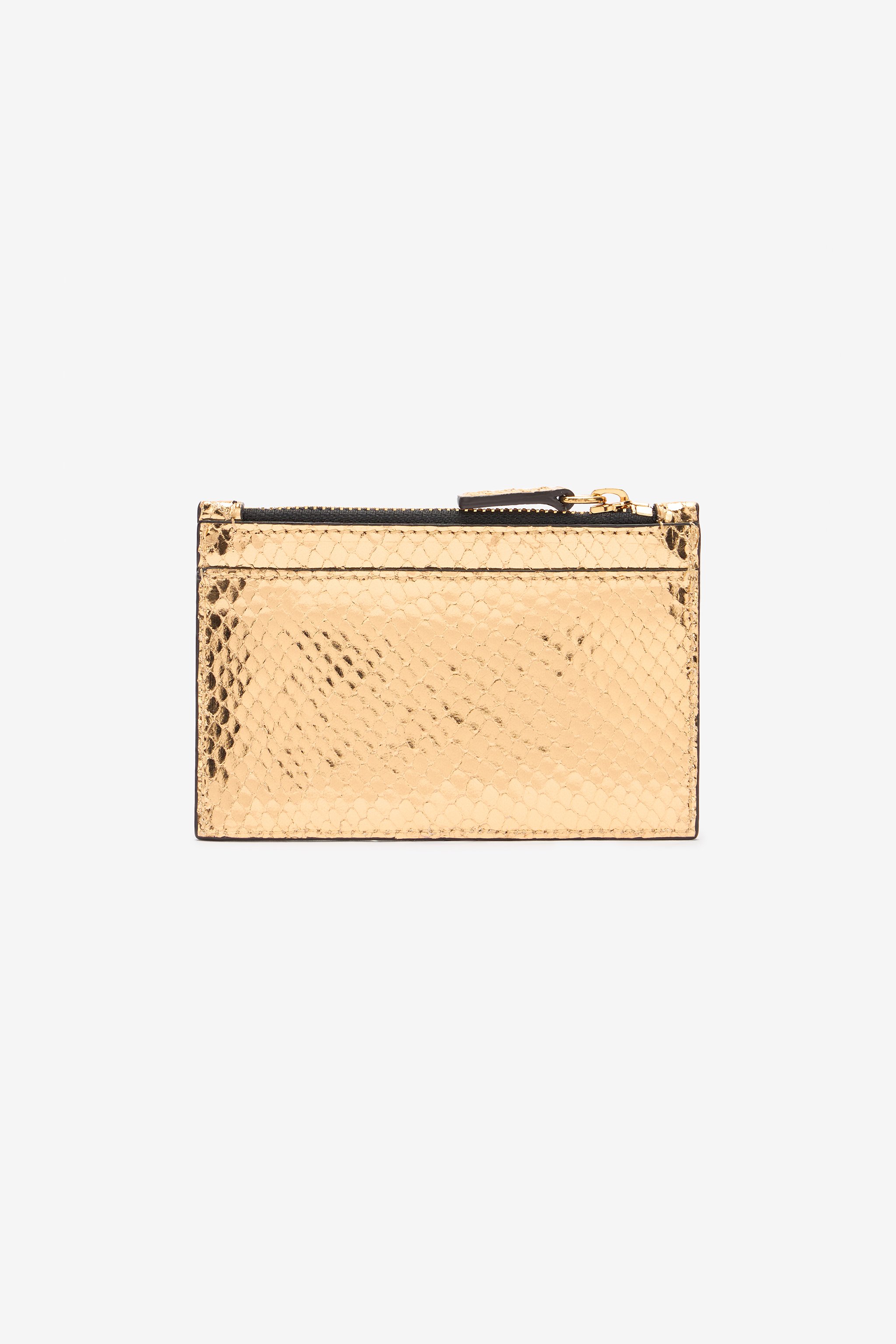Roberto Cavalli Metallic Snake-scale Card Holder In Gold