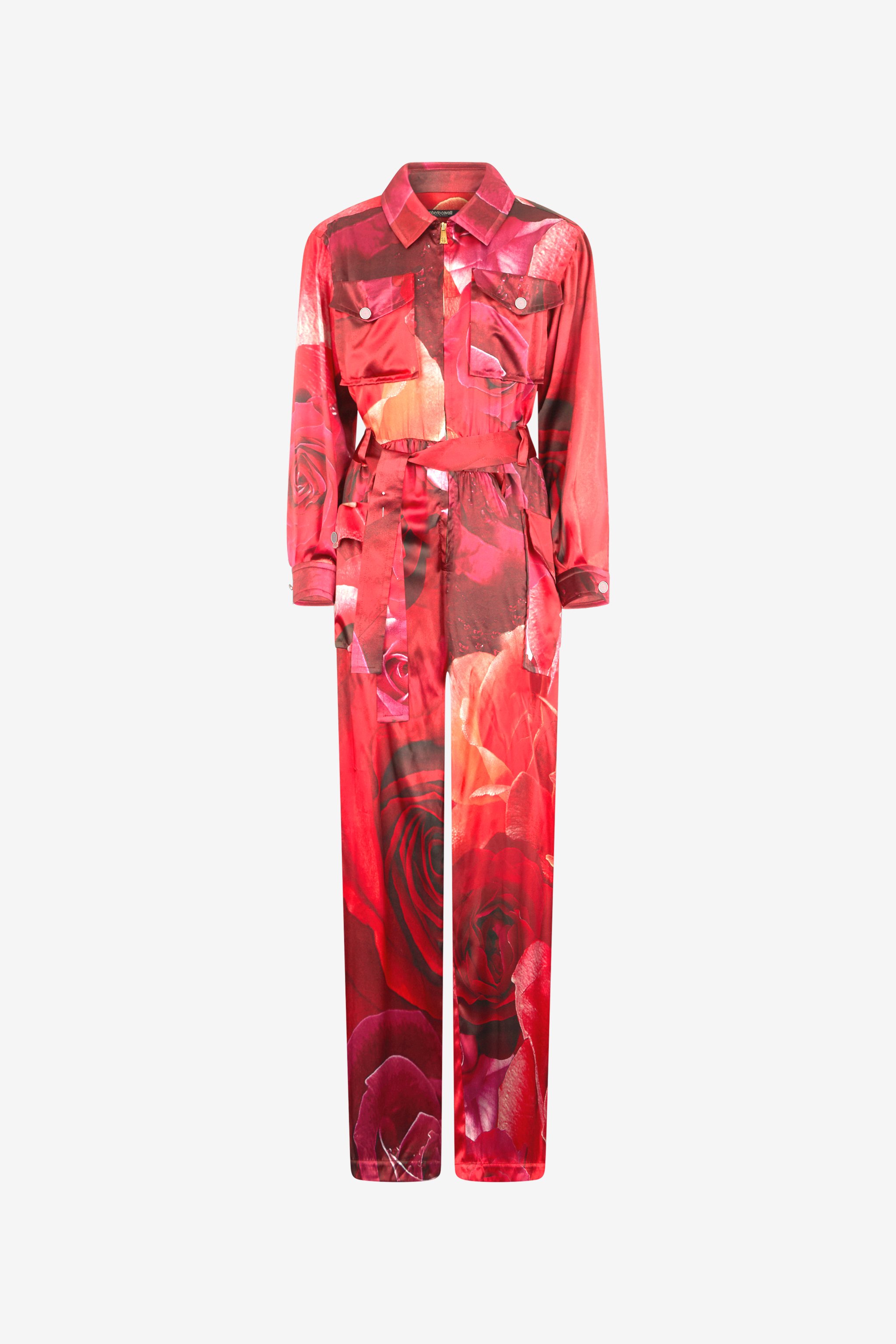 Shop Roberto Cavalli Blusenjumpsuit Mit Print Rose In Red