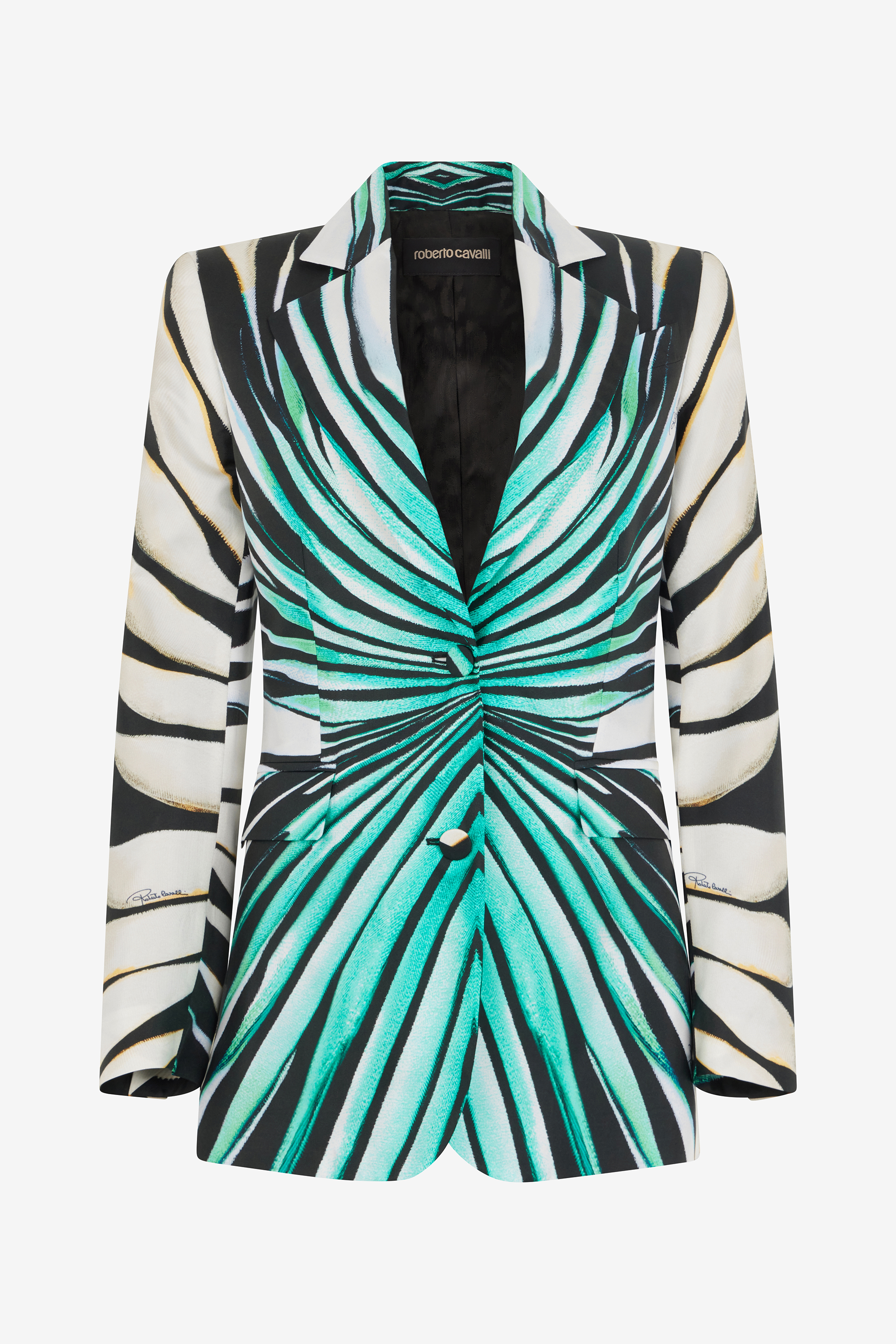 Roberto Cavalli Ray Of Sea Print Silk Blazer