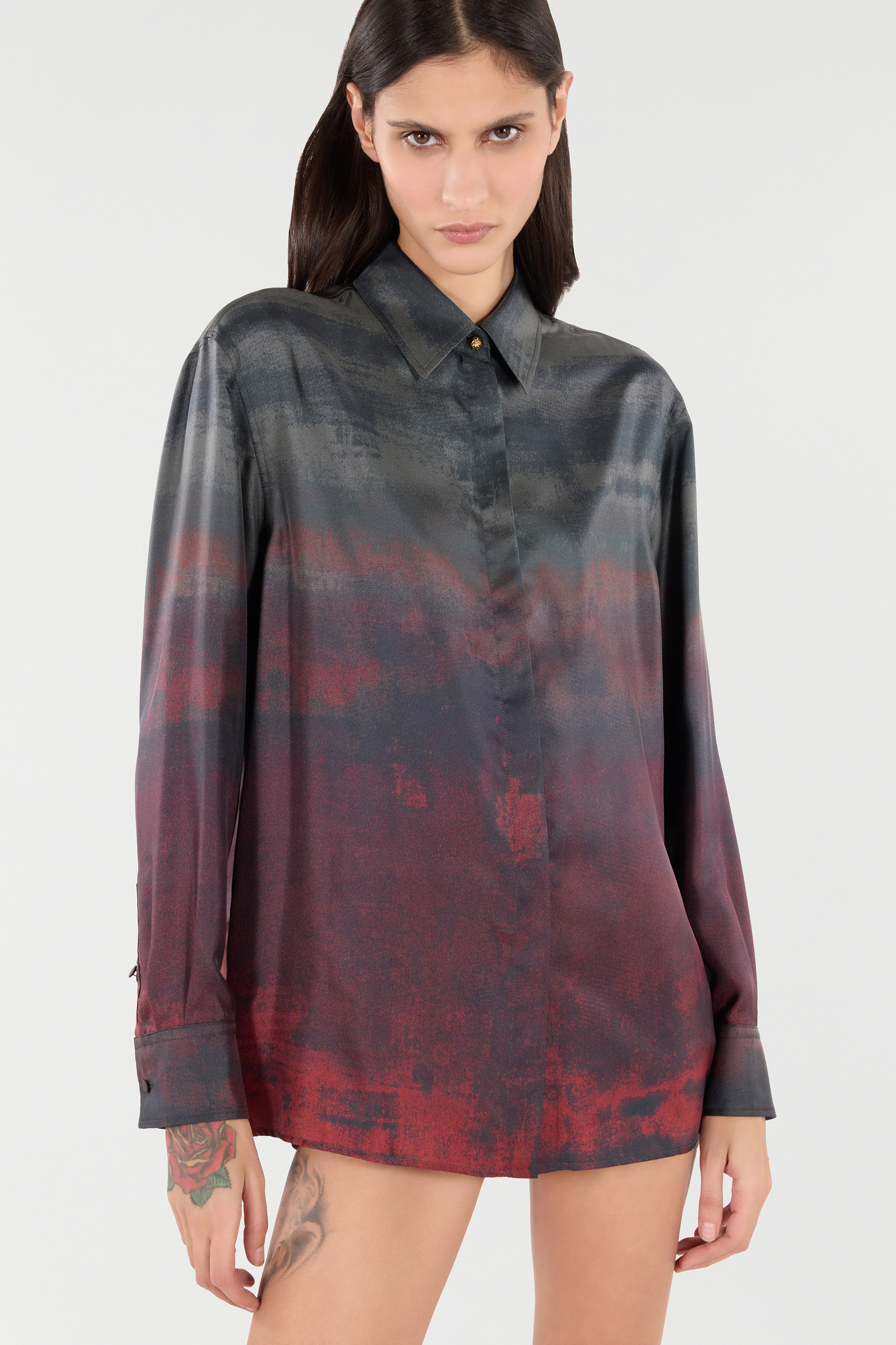 Shop Roberto Cavalli Silk Shirt With Garment-dyed Effect