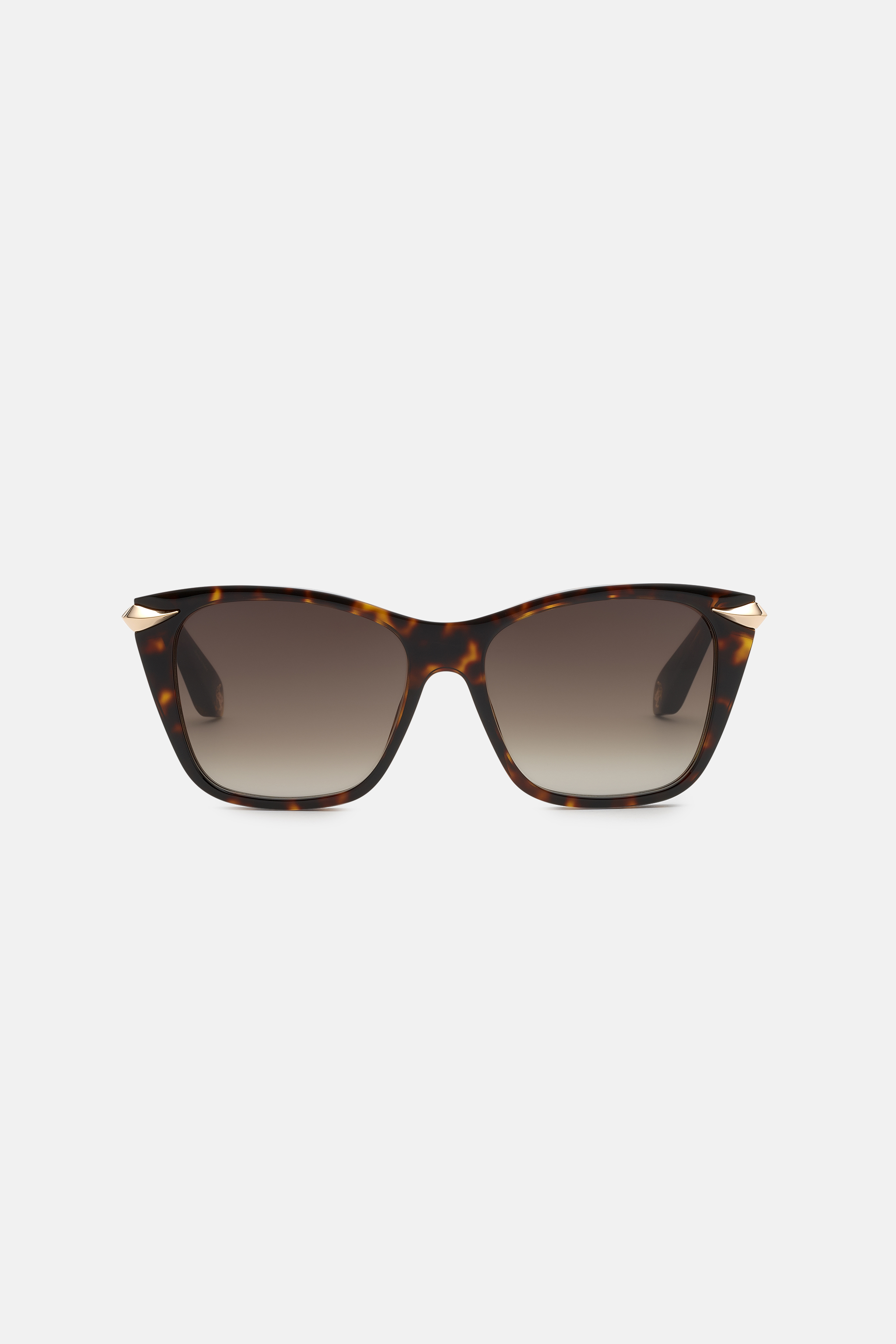 Roberto Cavalli Women's Dark Sunglasses With Acetate Front Combined With Metal Temples - Eyewear Shiny Havana