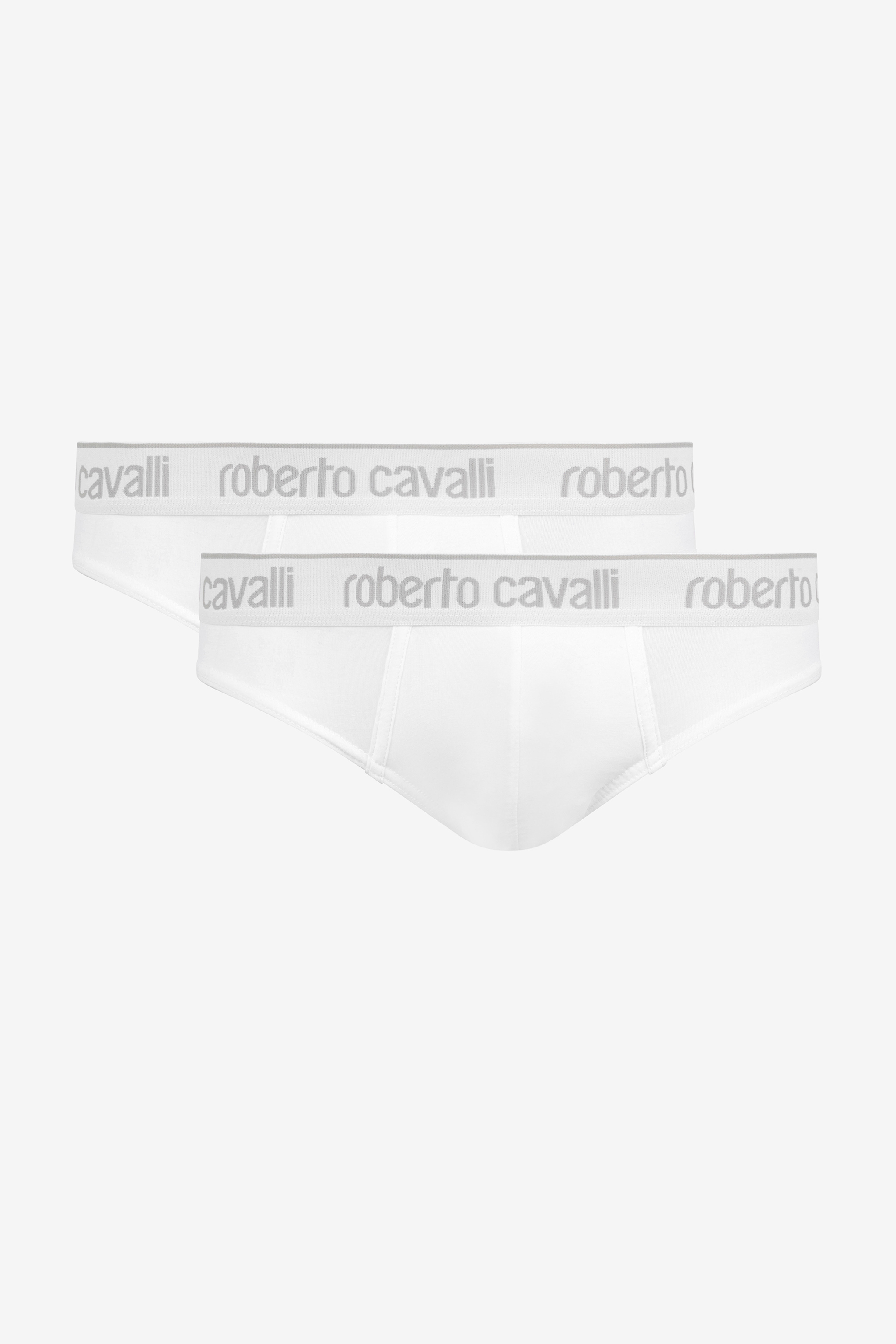 Roberto Cavalli Men's White Set Of Two Briefs With Logo Band - Underwear