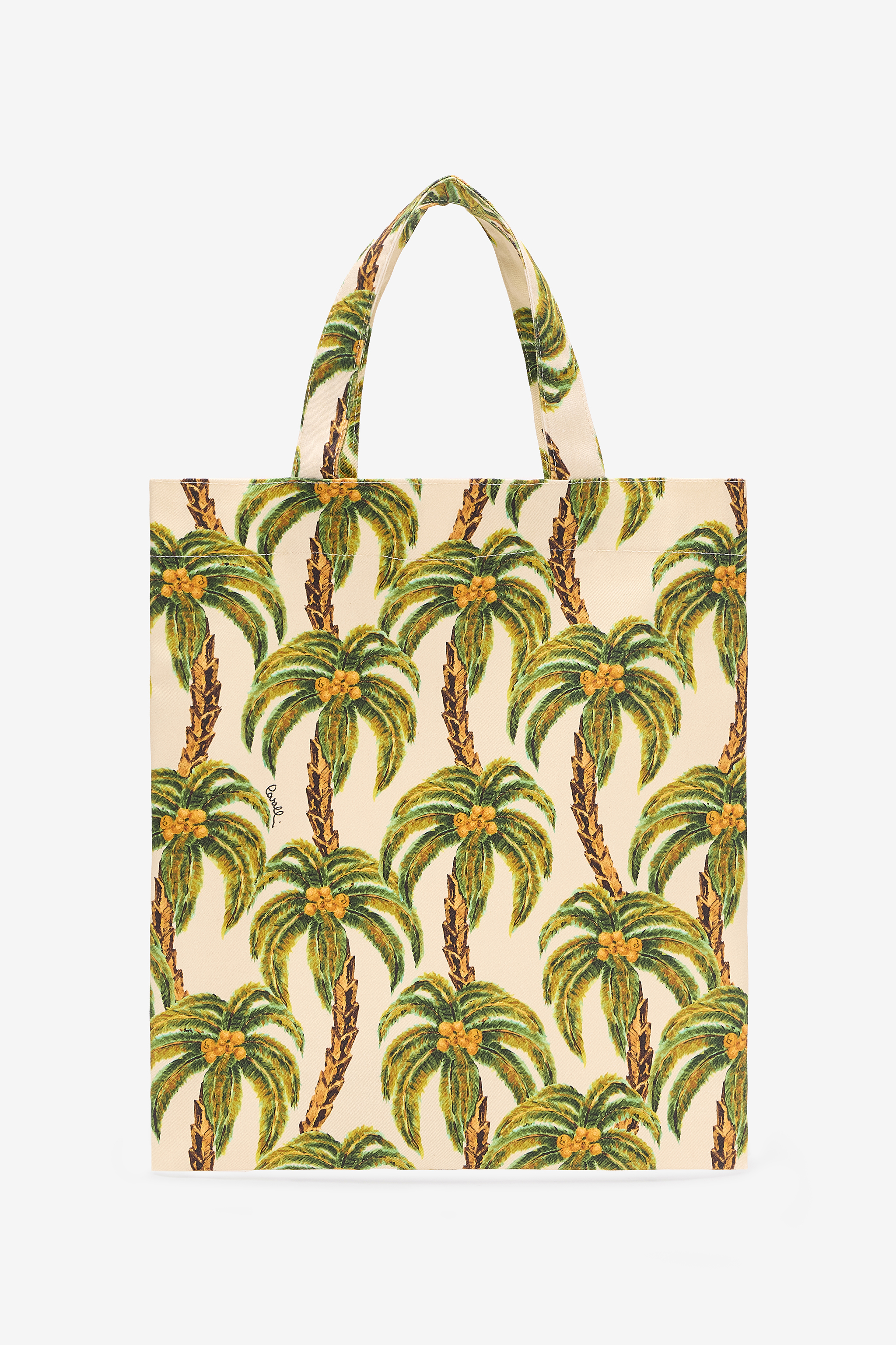 Roberto Cavalli Shopper Bag With Palms In Ivory/military