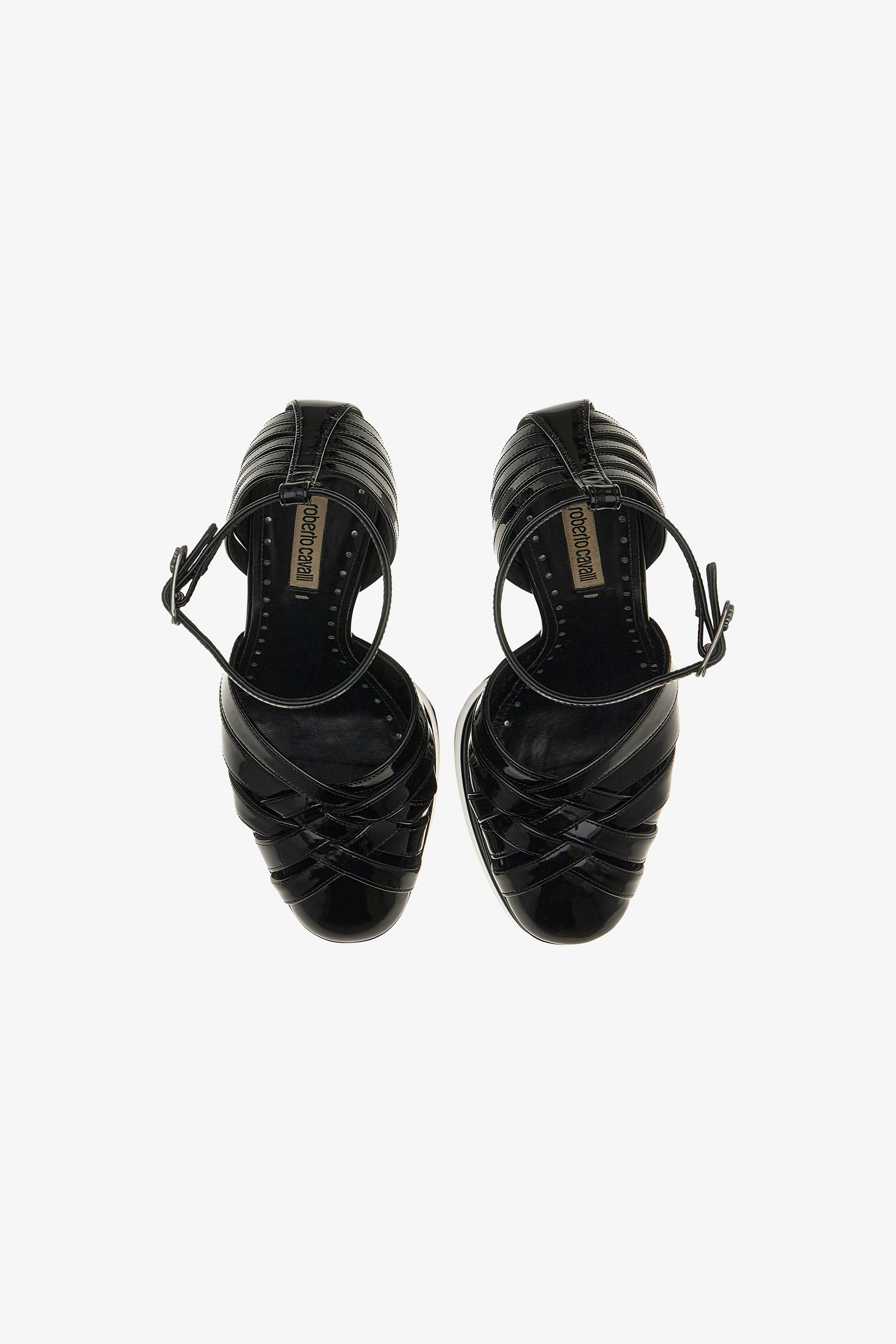 Platform sandals with woven upper