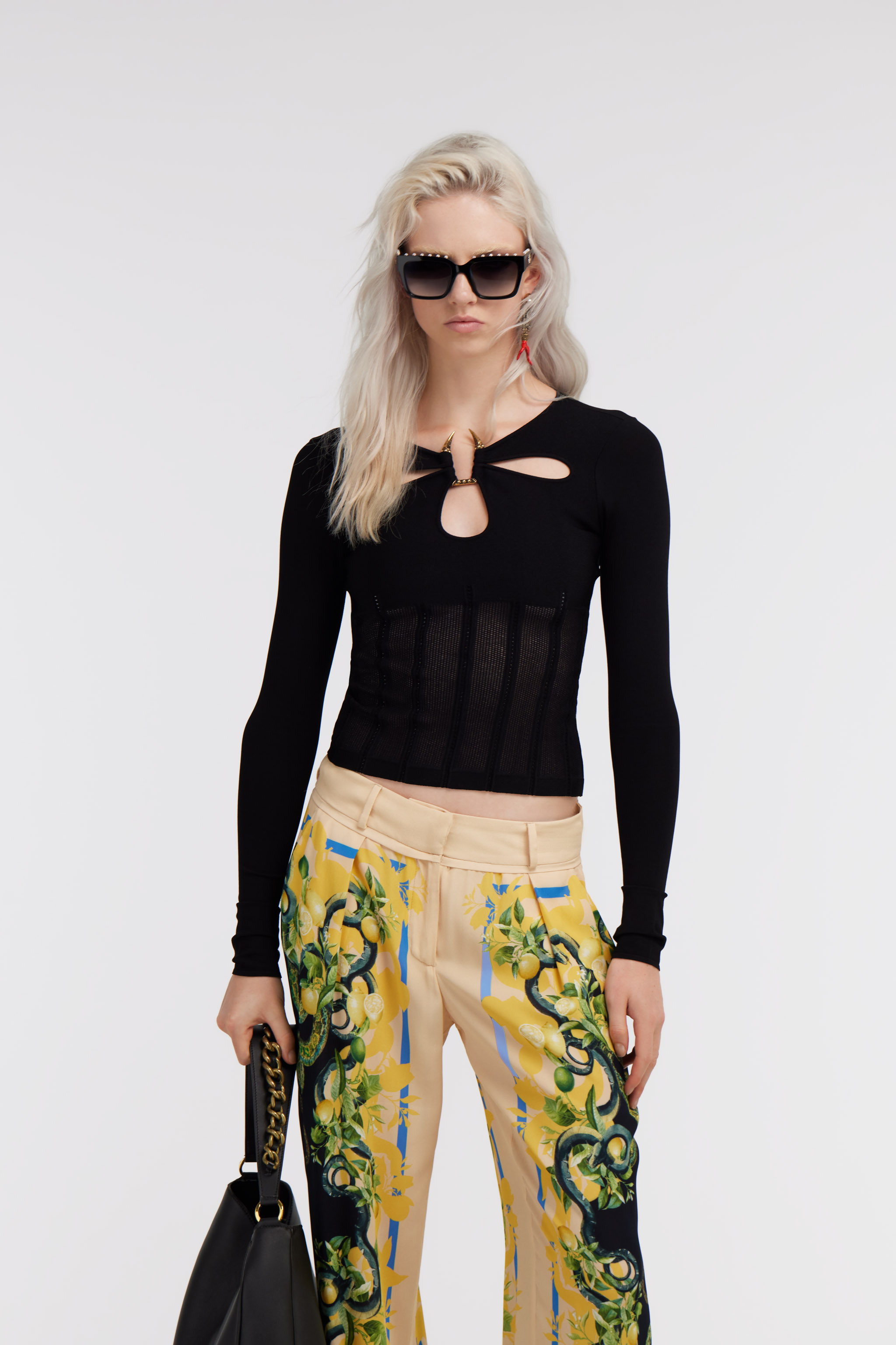 Roberto Cavalli Cut-out Knit Top In Black