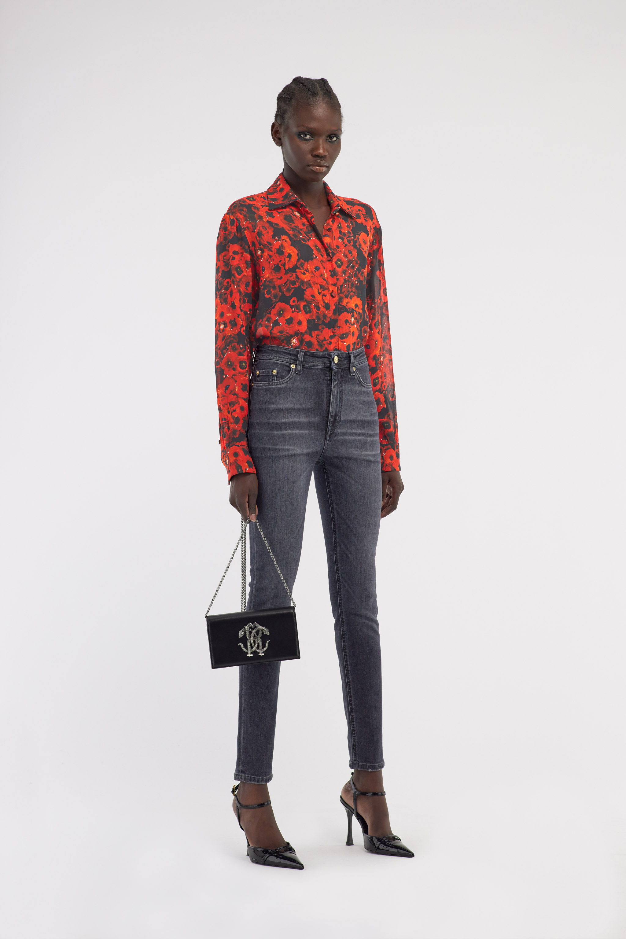 Roberto Cavalli Shirt With Print In Red