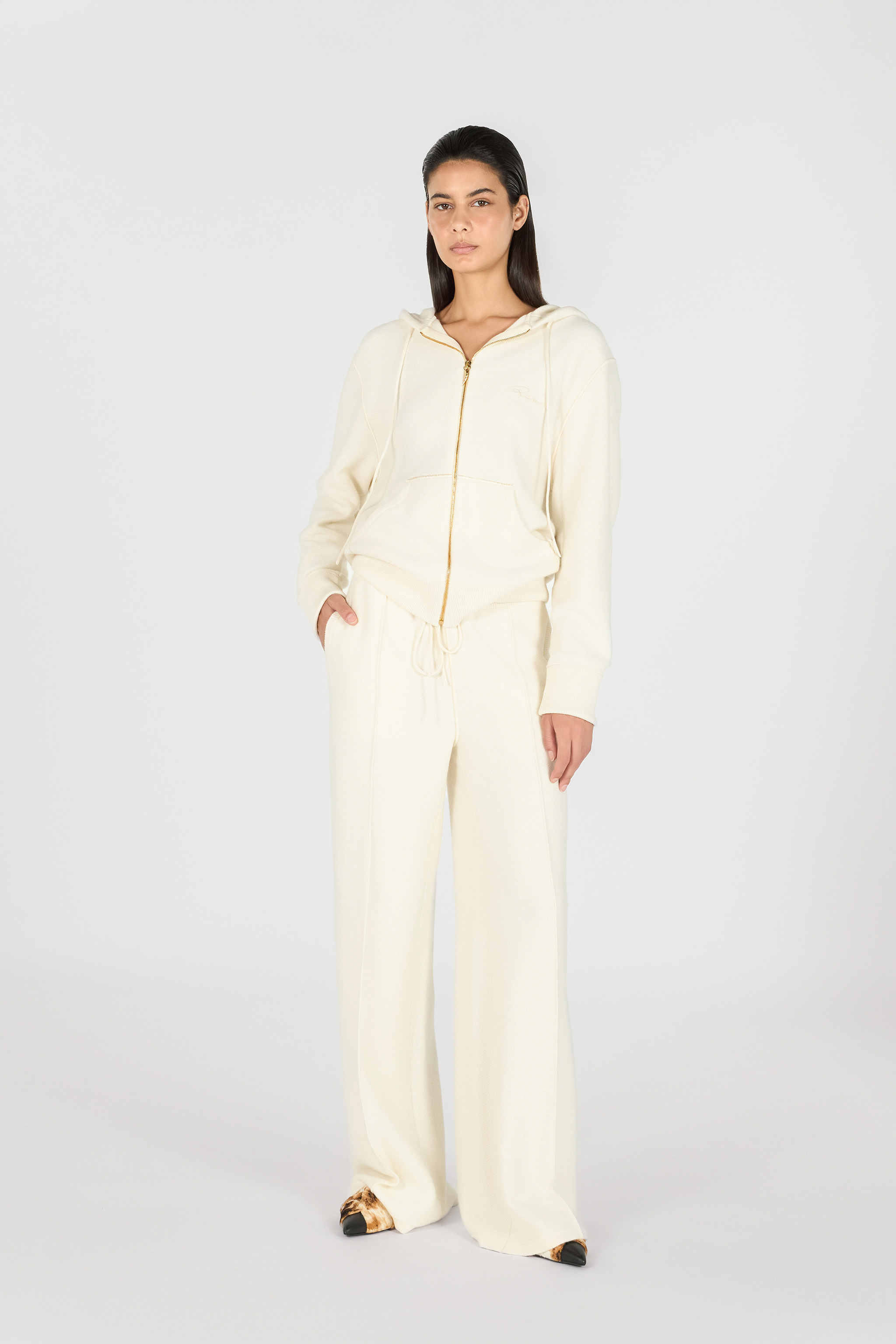 Roberto Cavalli Drawstring Trousers In Ivory