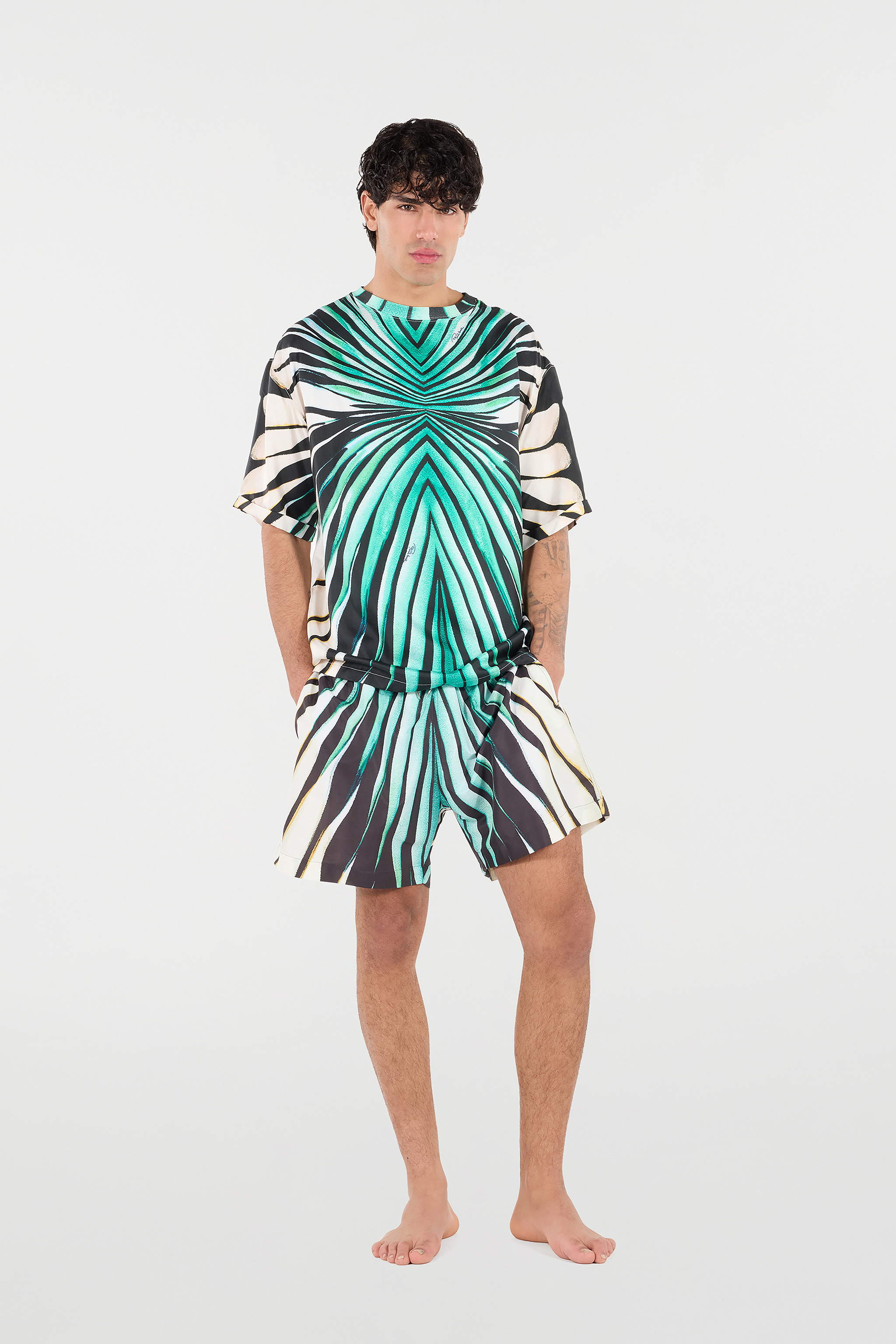 Roberto Cavalli Silk-blend T-shirt With Ray Of Sea Print