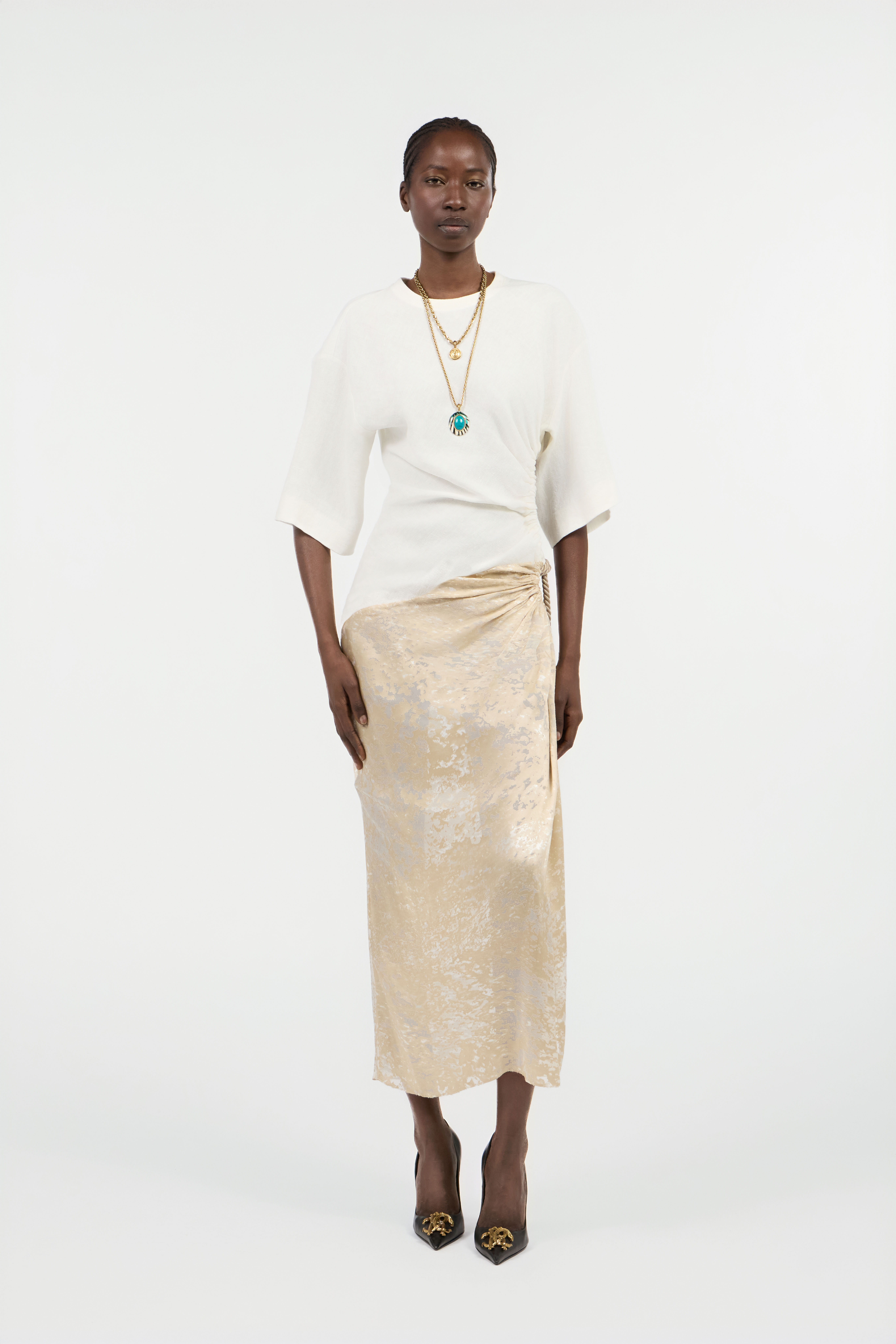 Roberto Cavalli Kleid Mit Wall-print In Ivory