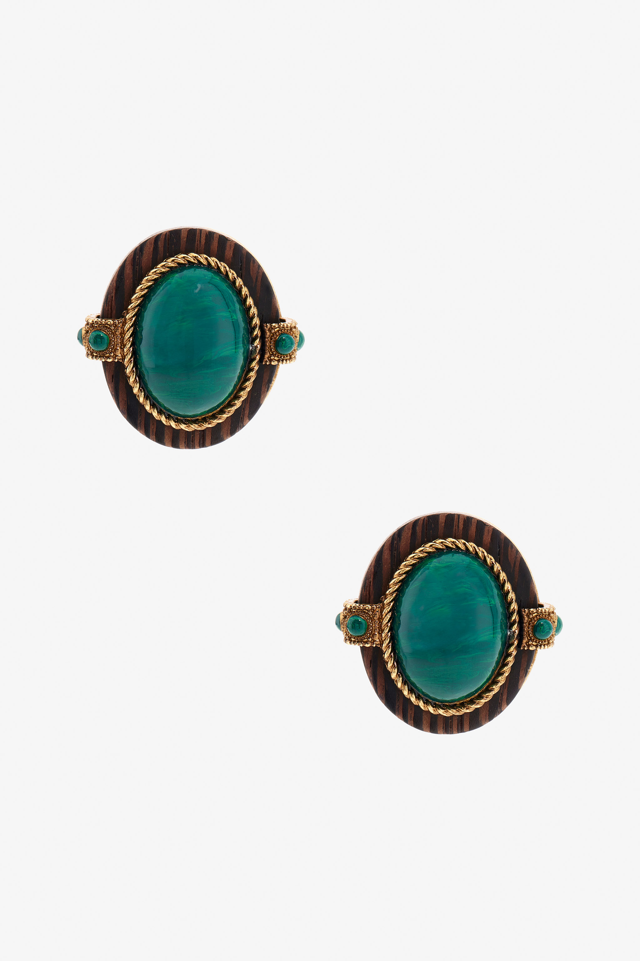 Roberto Cavalli Malachite-effect Stud Earrings In Green