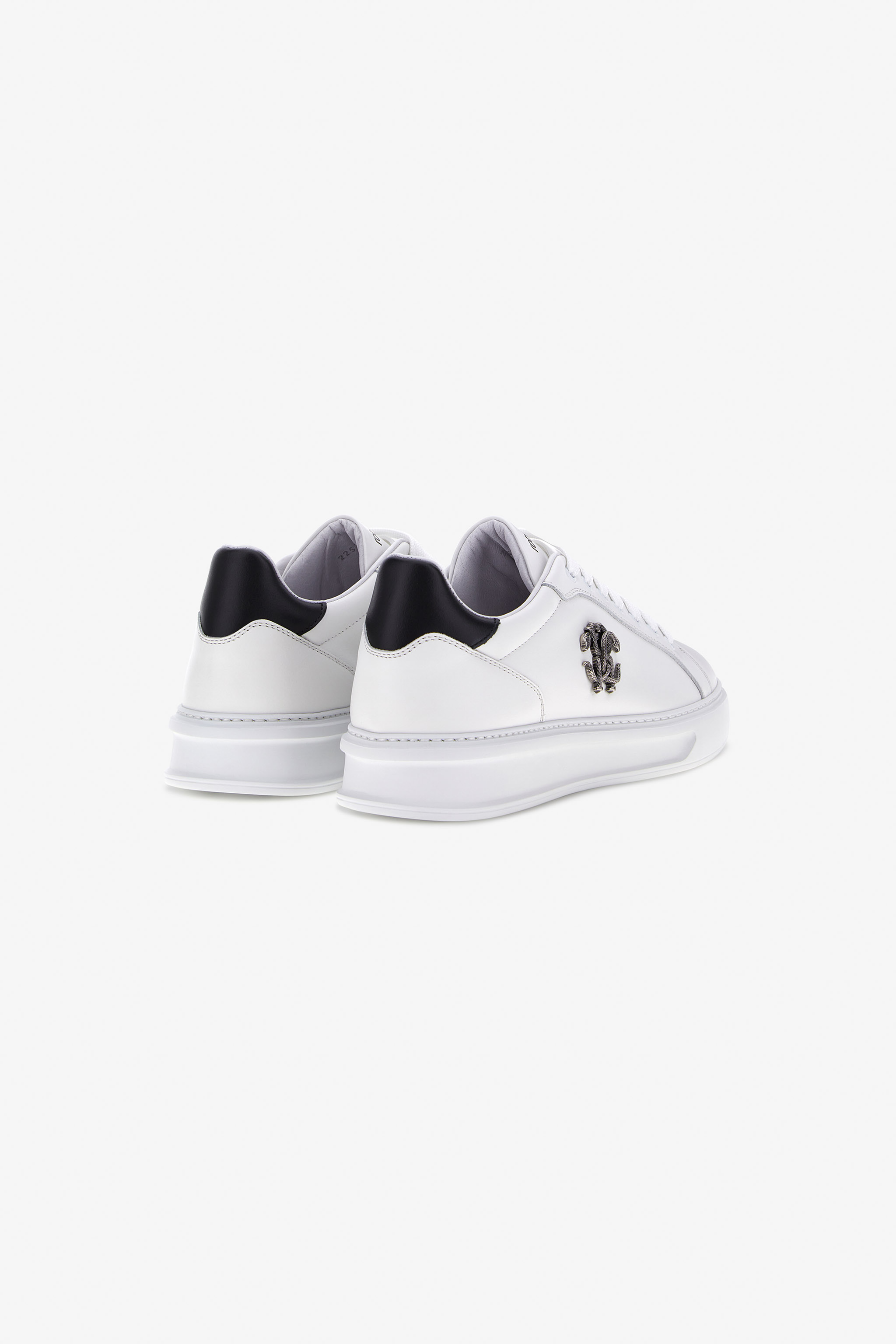 Roberto Cavalli Sneakers With Monogram Rc In White/black