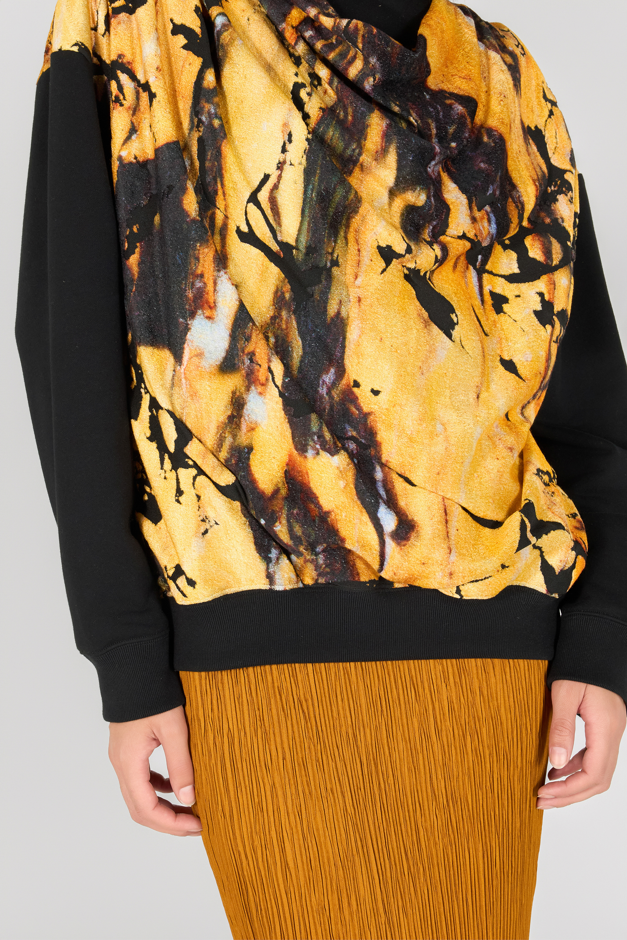 Roberto Cavalli Marble Print Sweatshirt In Yellow