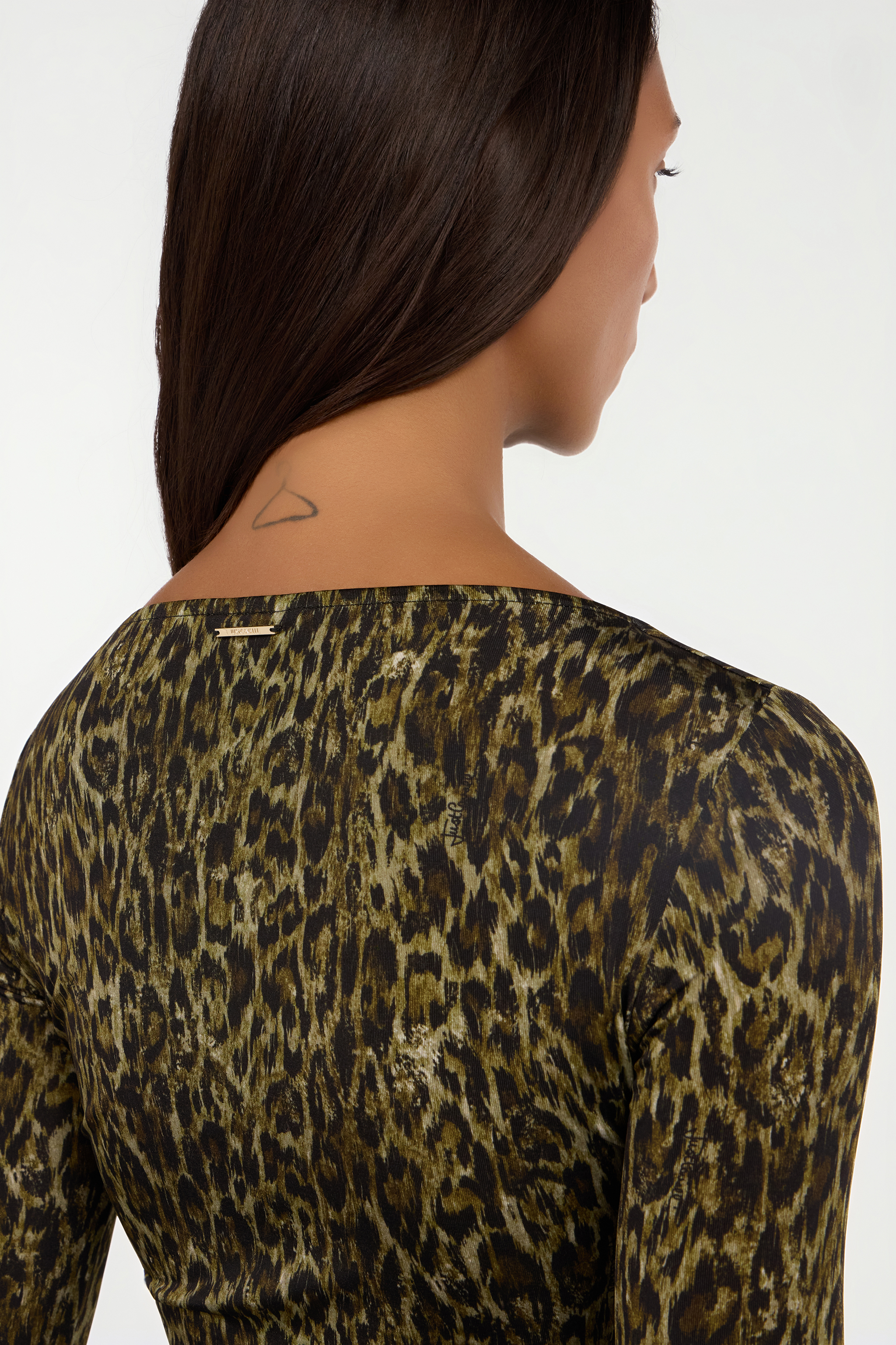 Roberto Cavalli Leopard Skin Print Top With Cut-out In Green