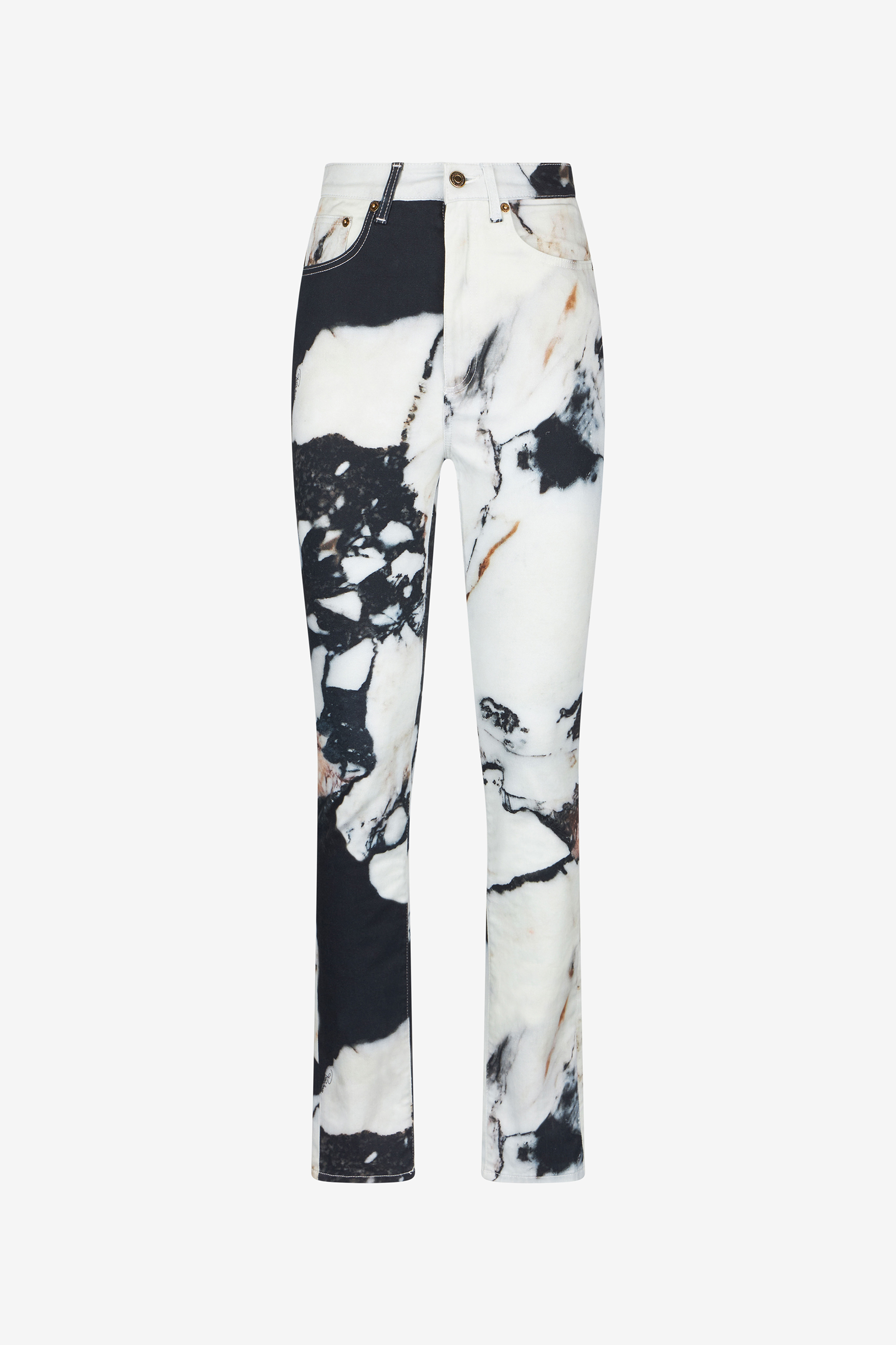 Roberto Cavalli Women's Black/White Skinny Trousers With Marble Print - Ready To Wear