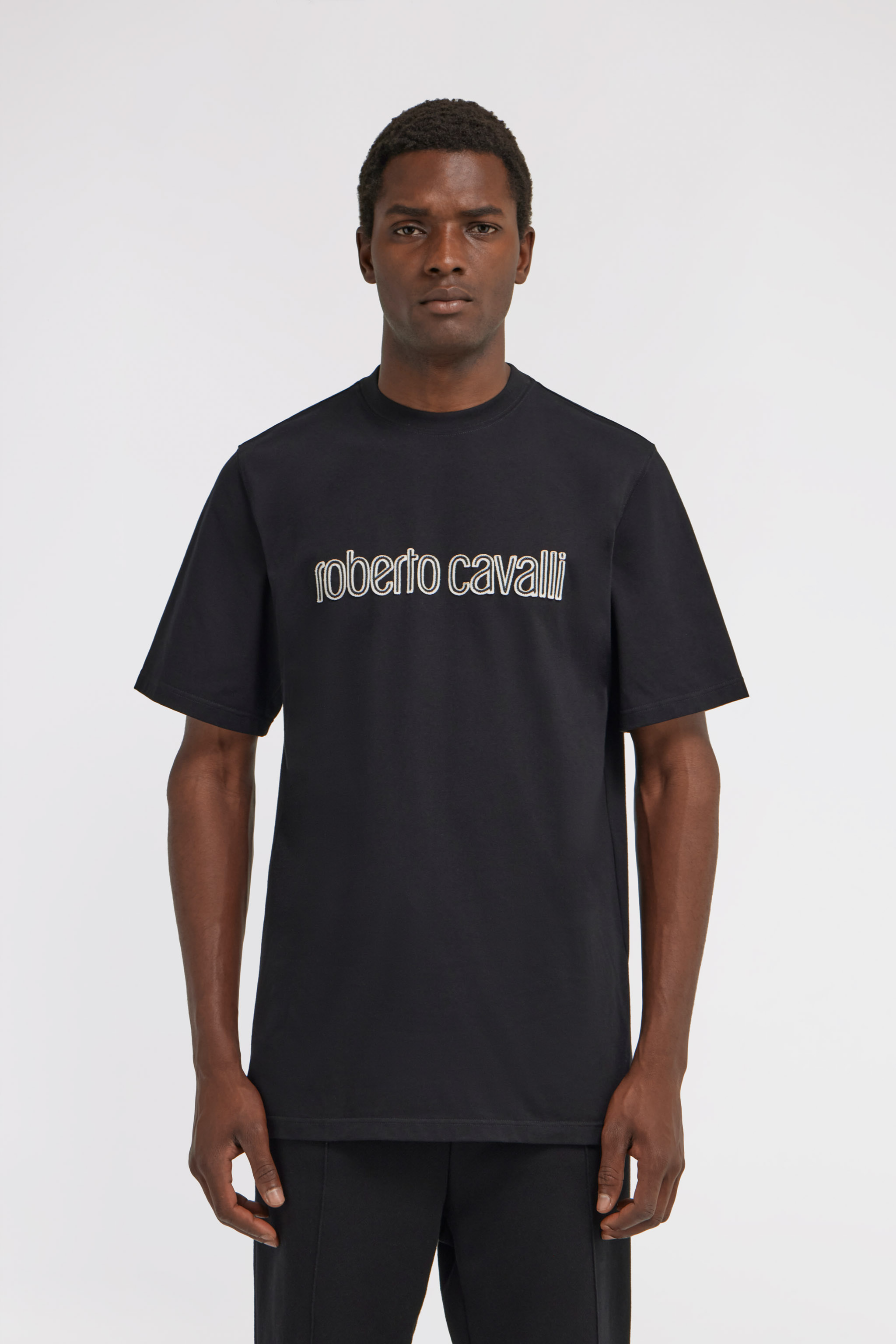 Roberto Cavalli Logo T-shirt In Black