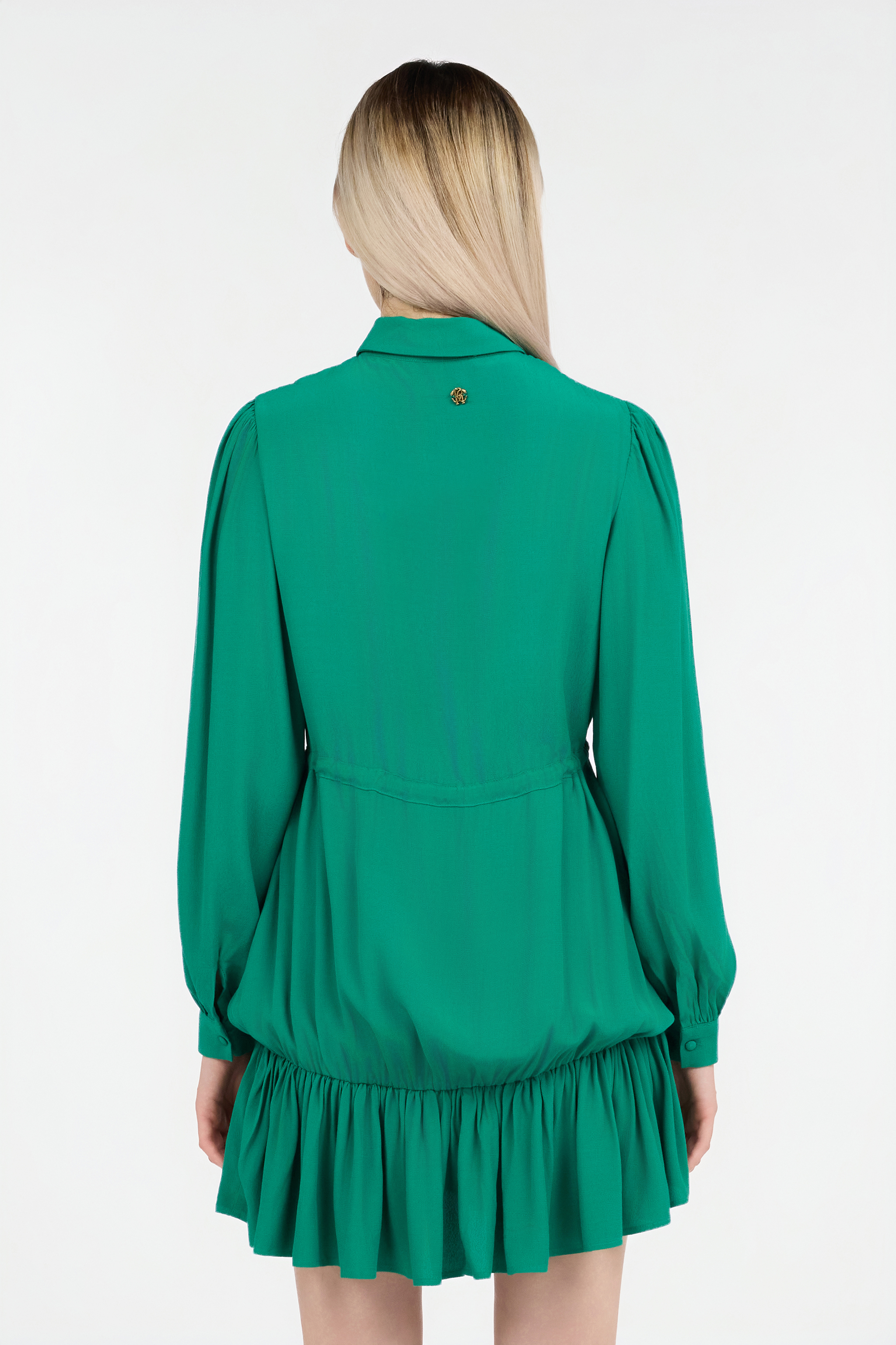 Green Dress Mini With Drawstring Waist