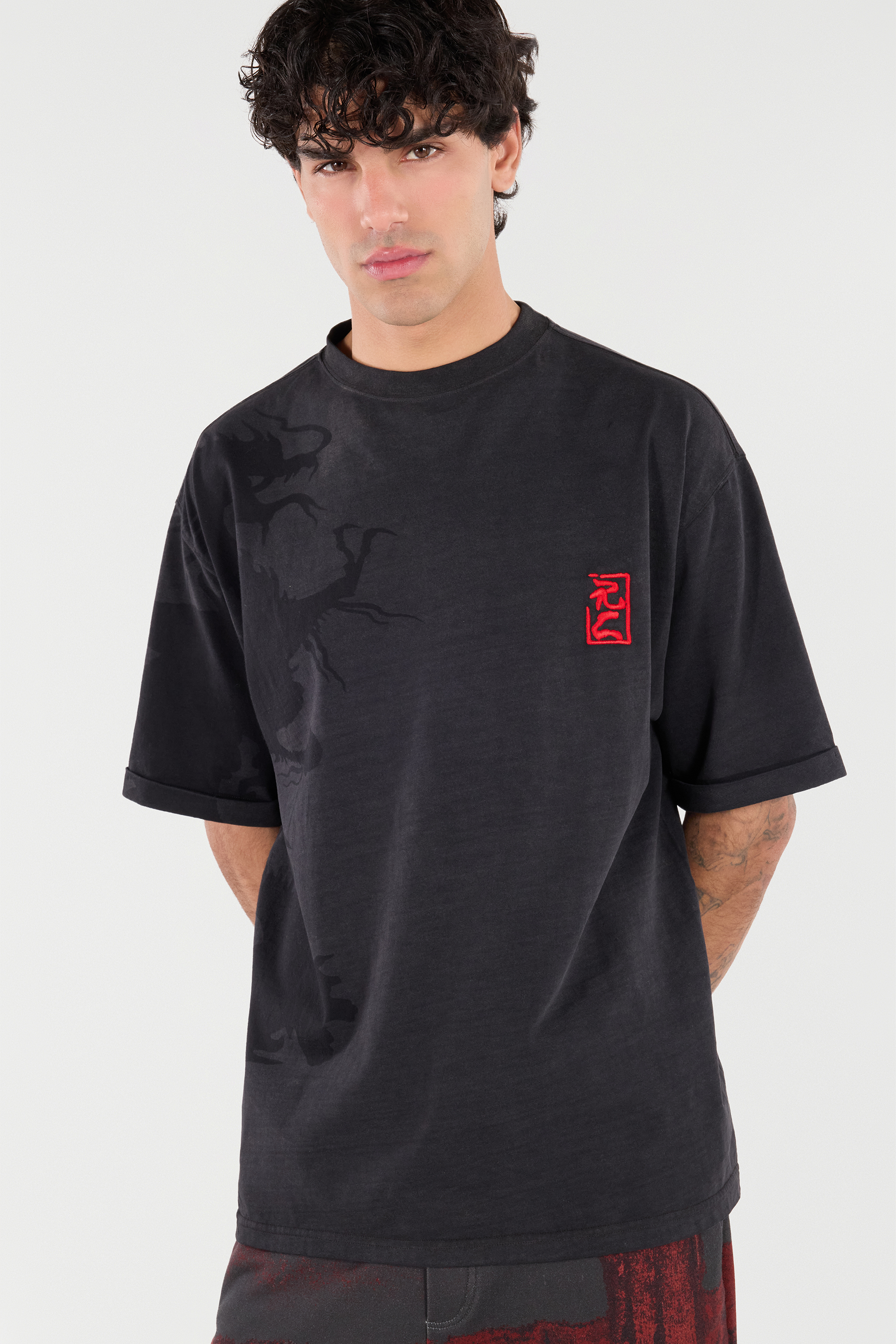 Roberto Cavalli T-shirt With Ideogram Rc Monogram In Black