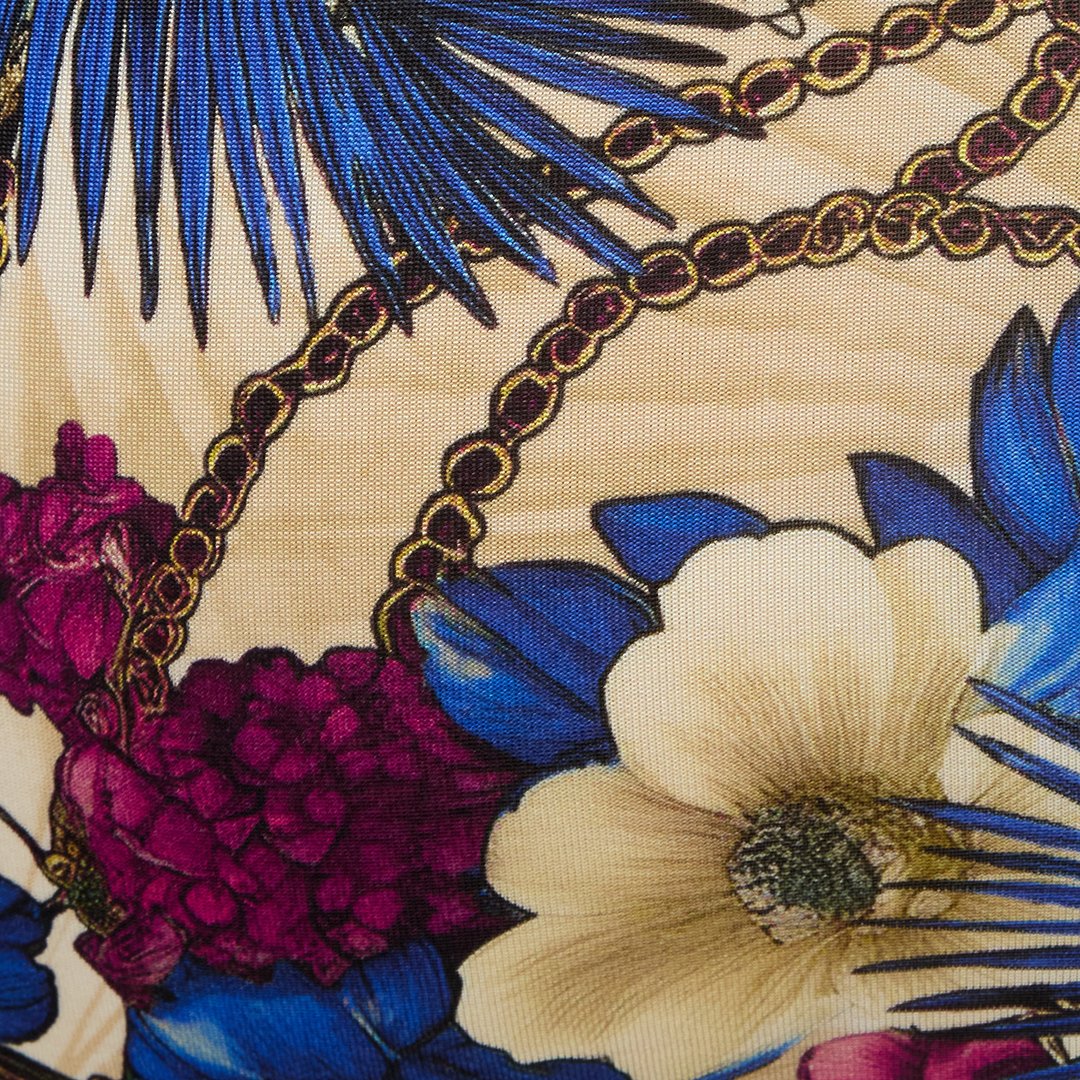 Roberto Cavalli Flower Leopard Print Midi Dress