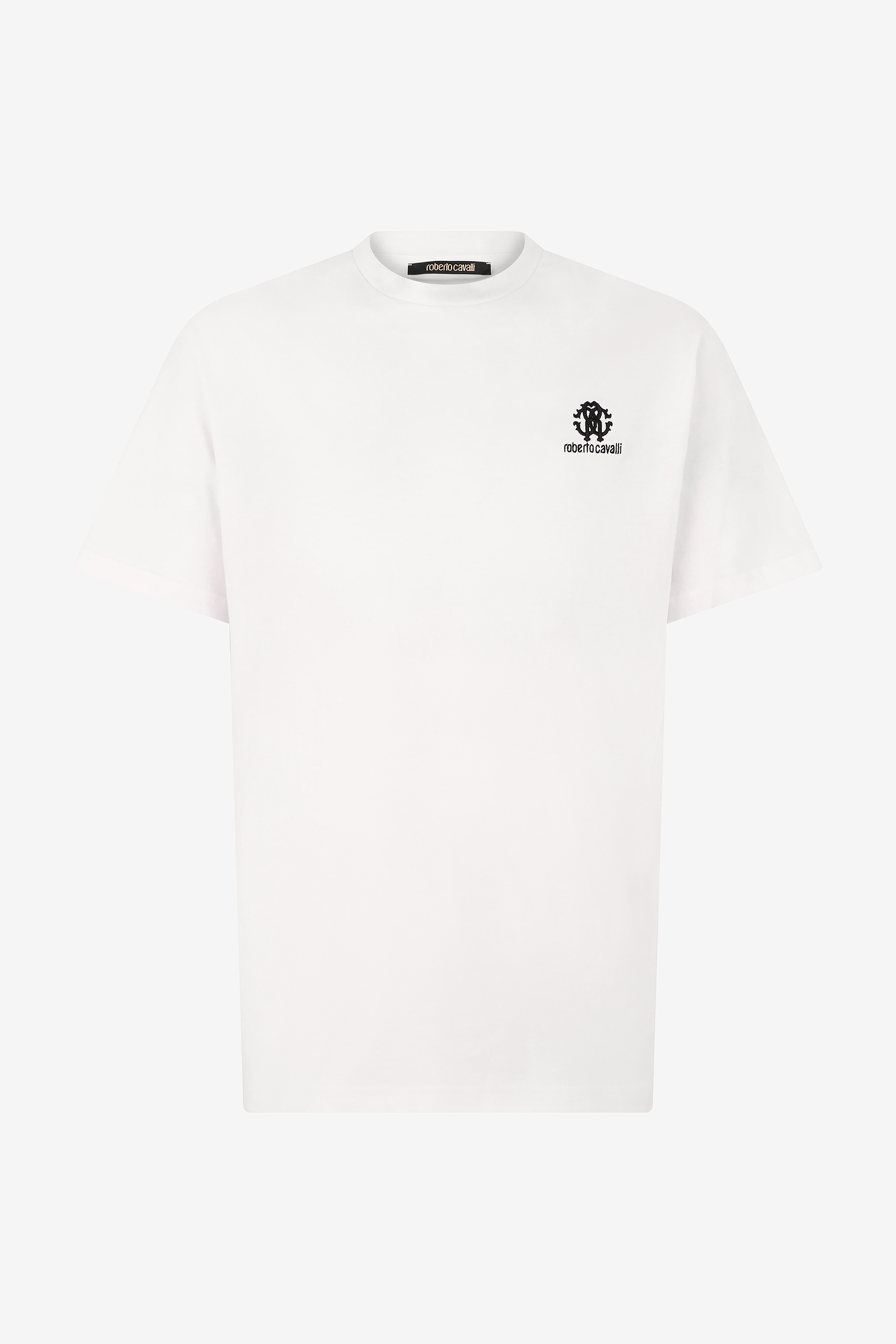 Shop Roberto Cavalli T-shirt Mit Stickerei In Form Des Monogramms Rc Und Logo In White